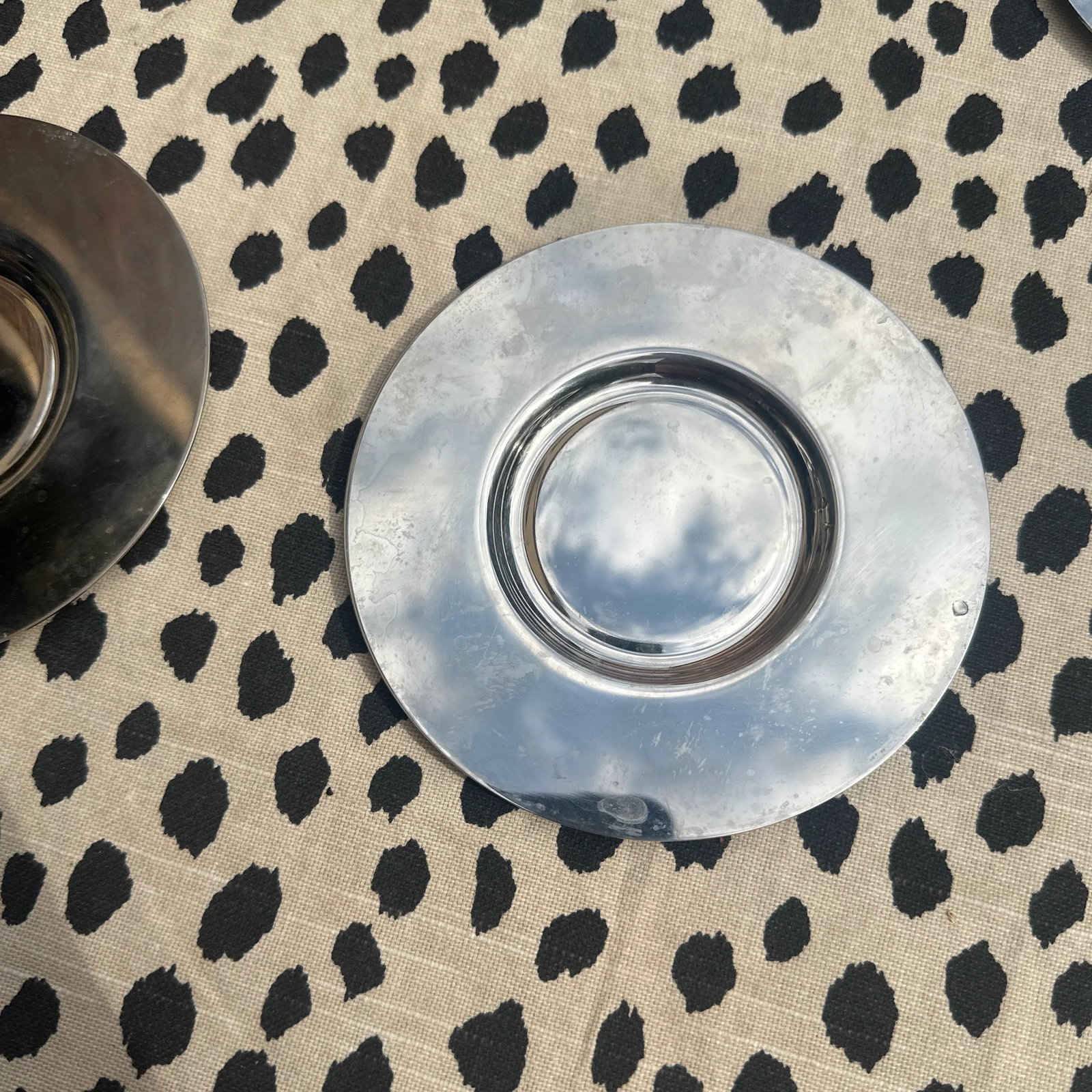 1970s Collection of Simple Silver Saucers- Set of 6 - 8