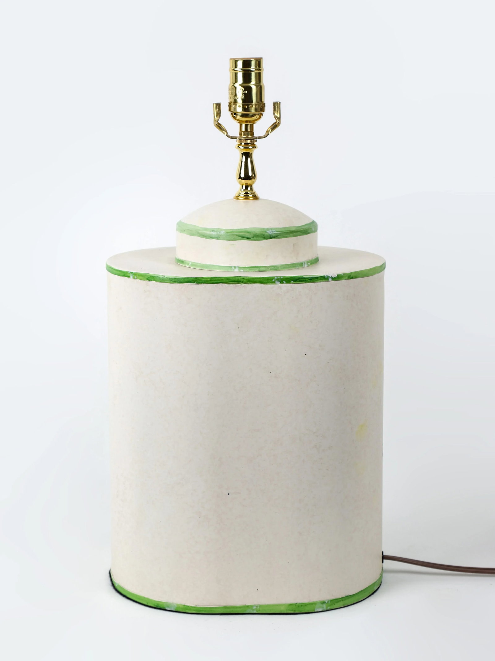 Vintage English Exported Tea Caddy Hand-Painted Rural Landscape With Pagoda Table Lamp - 4