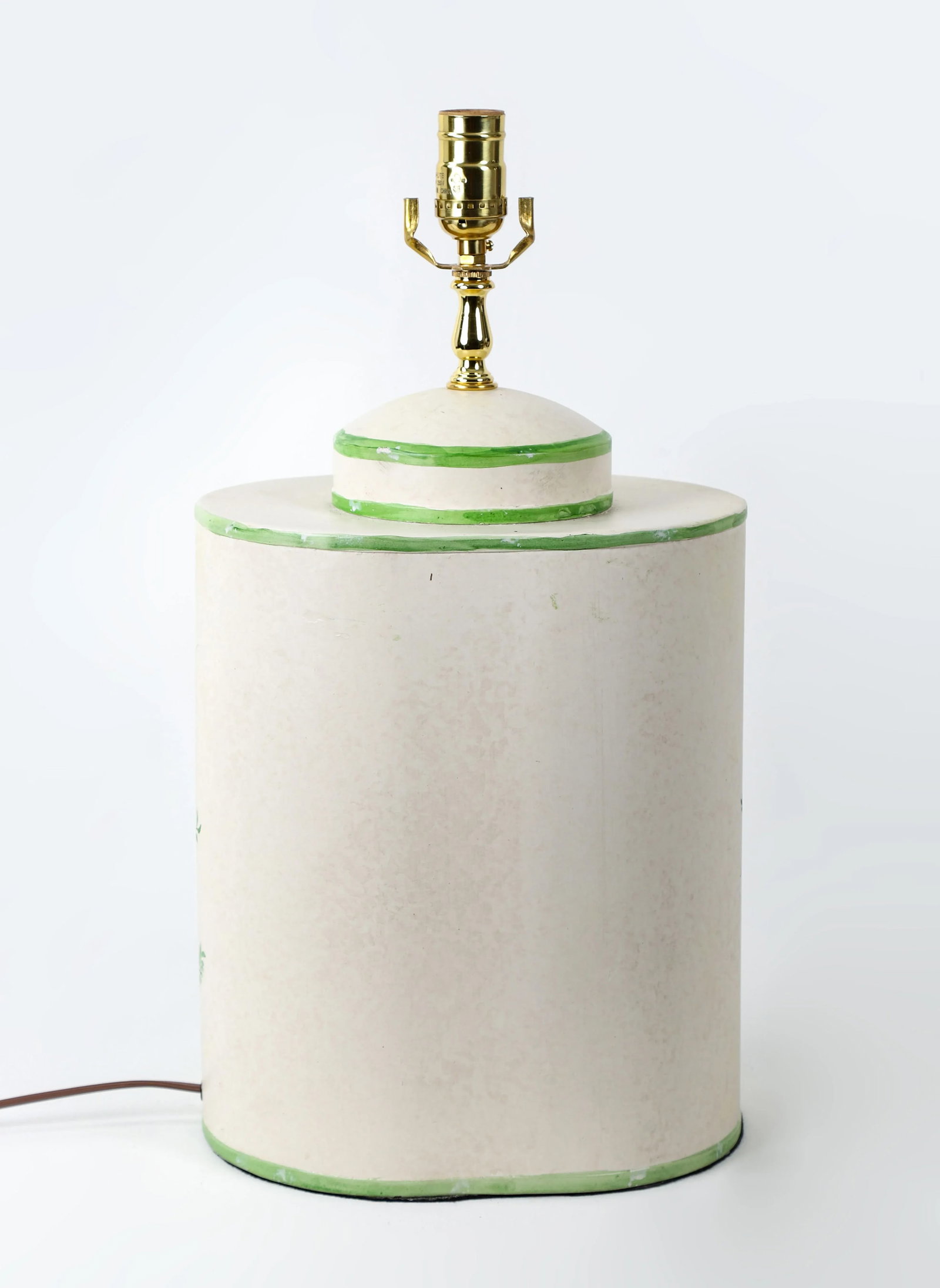 Vintage English Exported Tea Caddy Hand-Painted Rural Landscape With Pagoda Table Lamp - 9