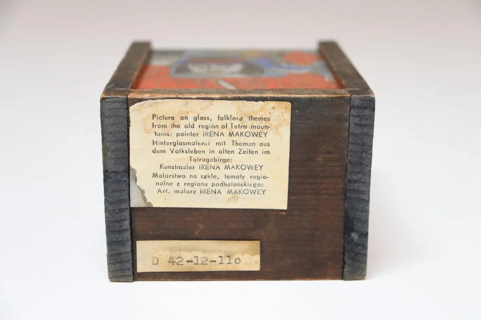 Vintage Polish Folk Art Hand-Painted Wooden Playing Card Holder by Irena Makowey - 12