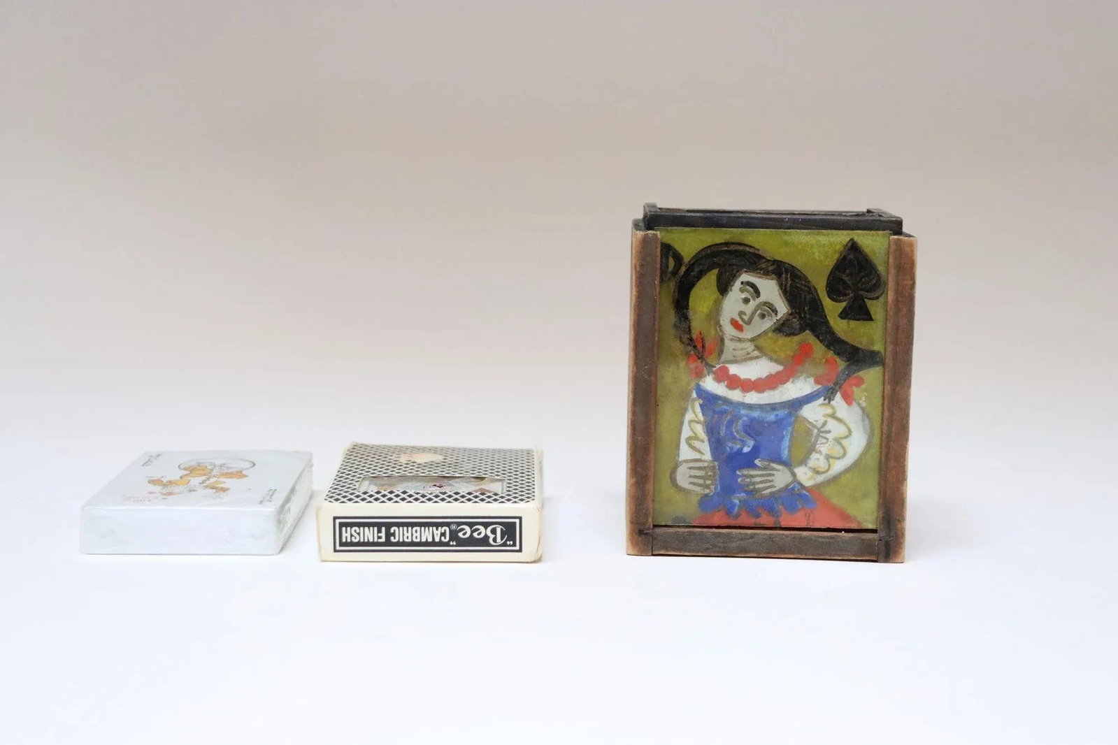 Vintage Polish Folk Art Hand-Painted Wooden Playing Card Holder by Irena Makowey - 4