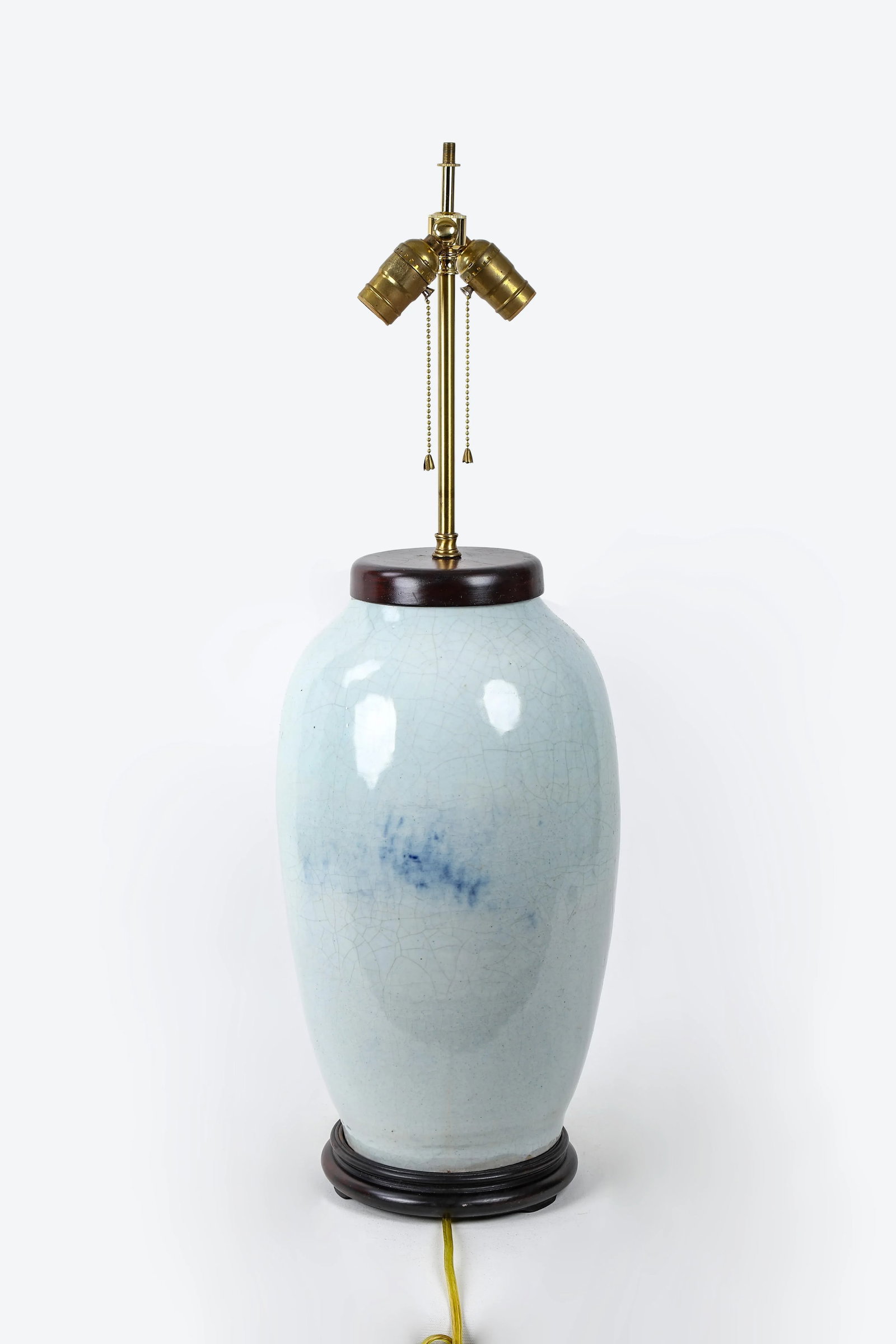 Vintage 19th Century Chinese Celadon Blue and White Porcelain Table Lamp - 2