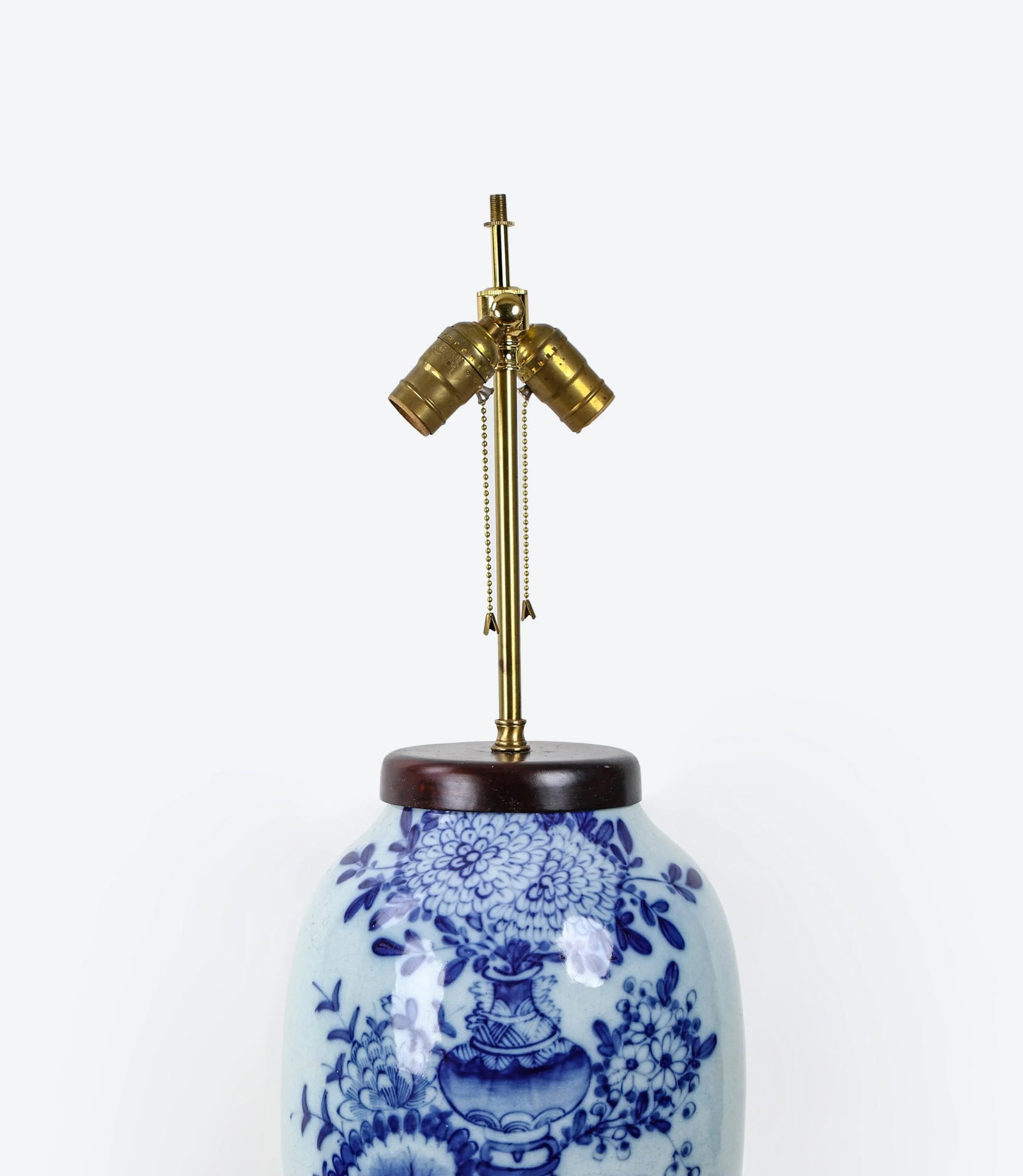 Vintage 19th Century Chinese Celadon Blue and White Porcelain Table Lamp - 6