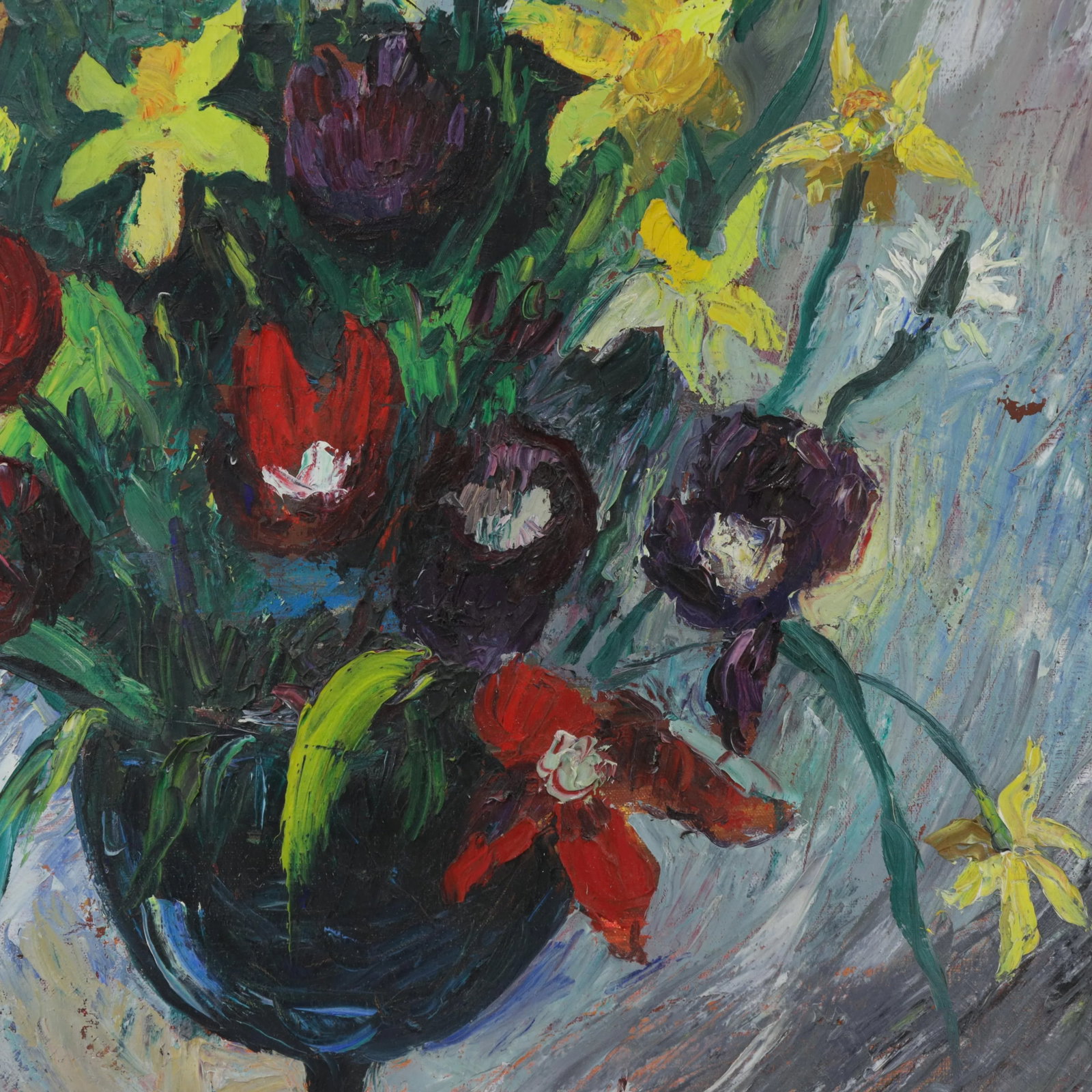 Framed Still Life Oil Painting of Colorful Flowers in Vase Signed by Nandor Vagh-Weinmann - 7