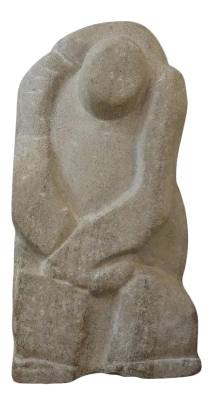 Mid-Century Modern Abstract Granite Sculpture: Well executed Mid-Century Modern granite abstract sculpture. This fabulous mid-century stone sculpture has been carved on all sides and can be viewed and appreciated at every angle. Although