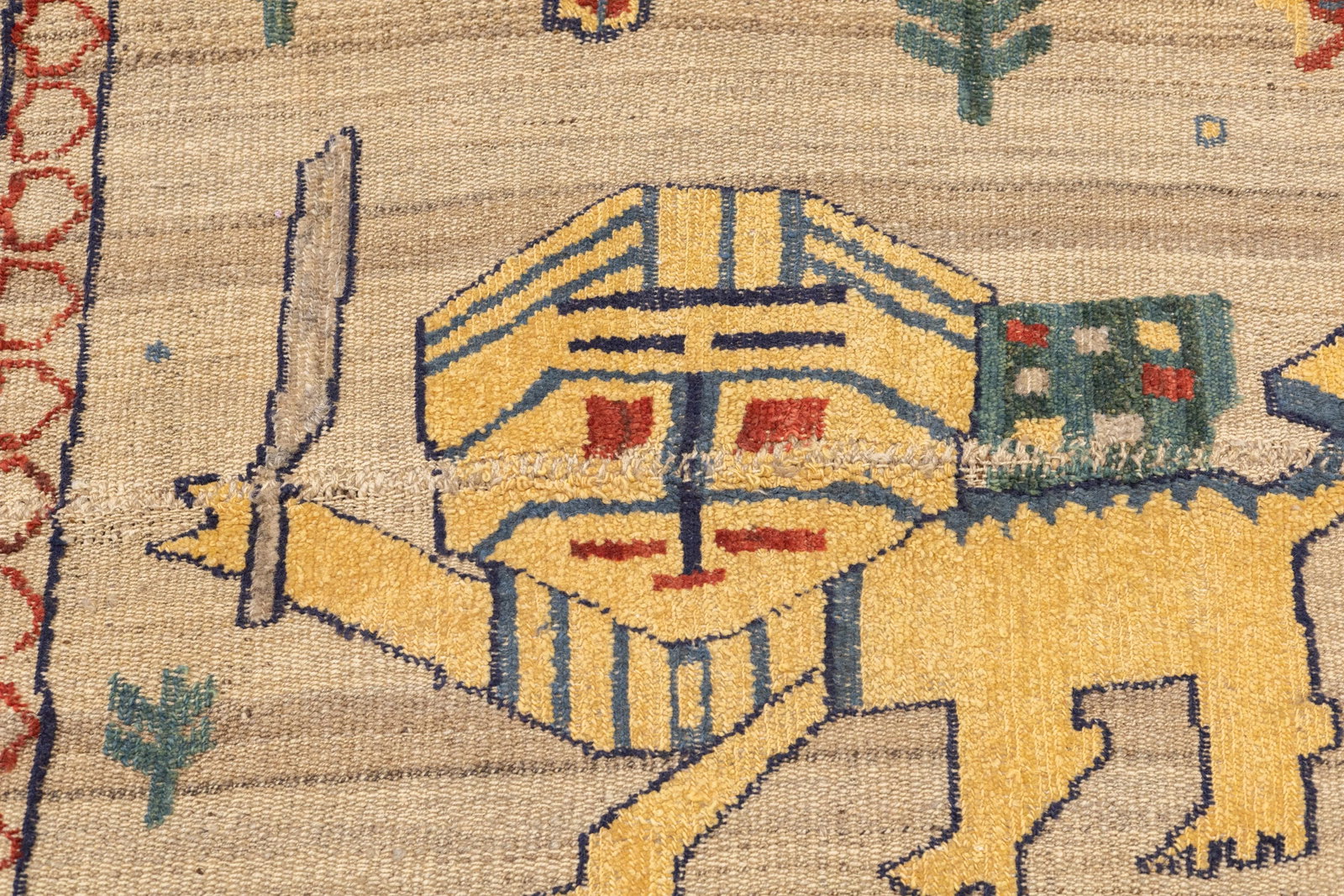 Antique Handwoven Gabbeh Palas Textile Art - 12