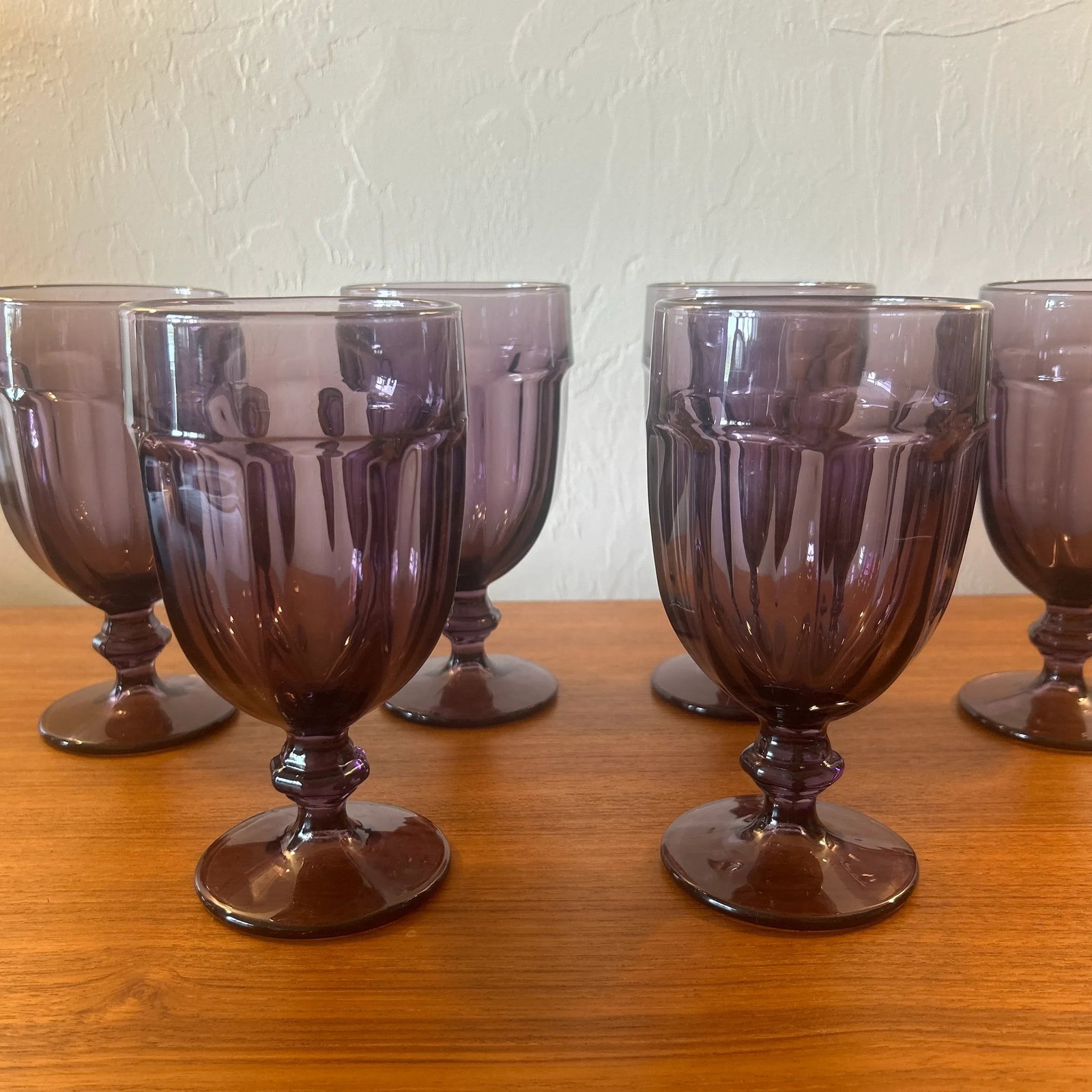 1970s Libbey Gibraltar Purple Goblets- Set of 6 - 6