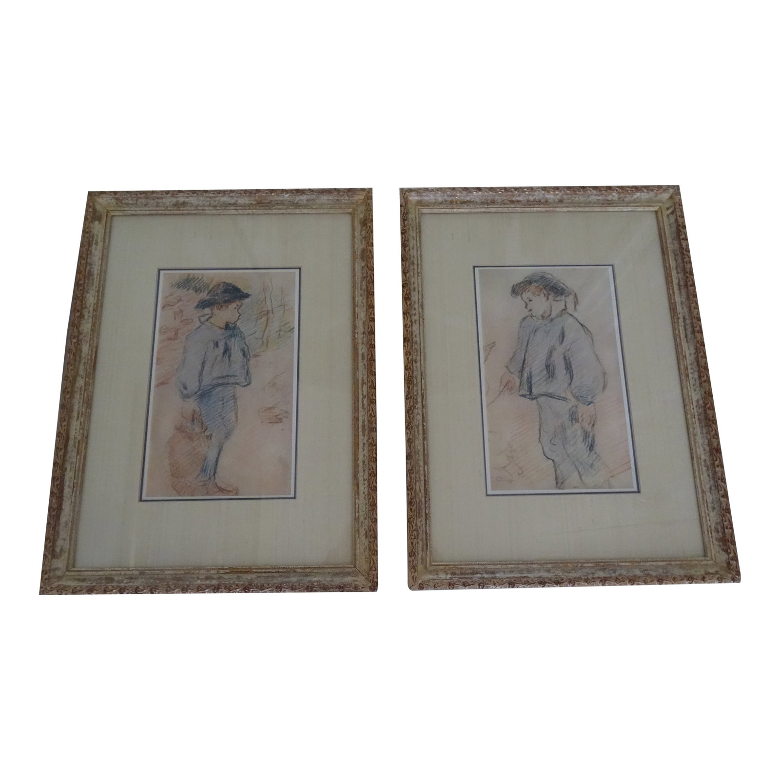 1970s Vintage Prints After Paul Gauguin, Framed- Set of 2: Little Breton Boy and Goose with bucket Custom Framed Circa 1970s by Soicher - Marin. Its timeless appeal makes these suitable for any space or decor style. Unsigned and Unnumbered Print 11" by 7" Con