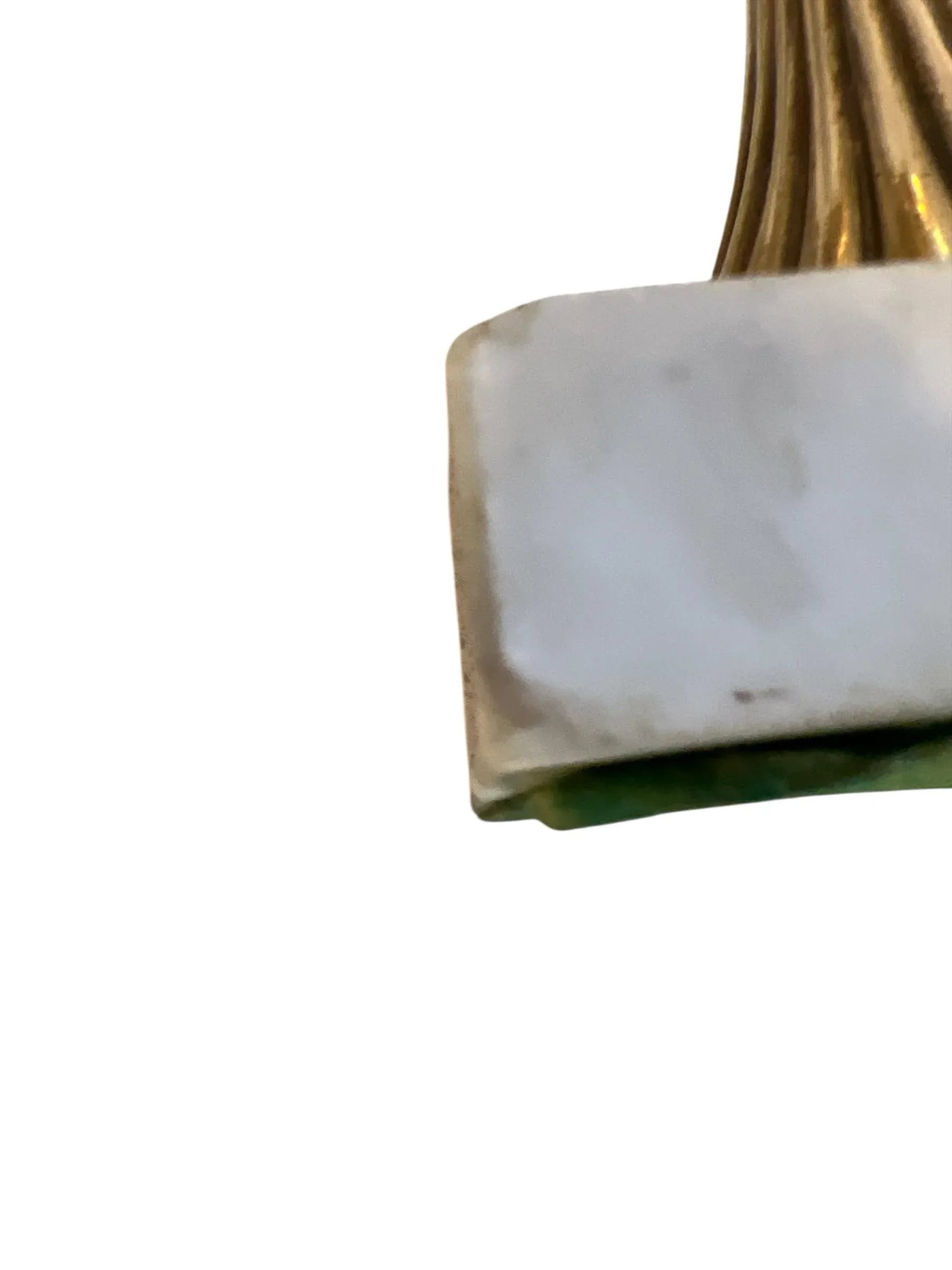 Mid Century Brass and Marble Torchiere Candleholders - A Pair - 4