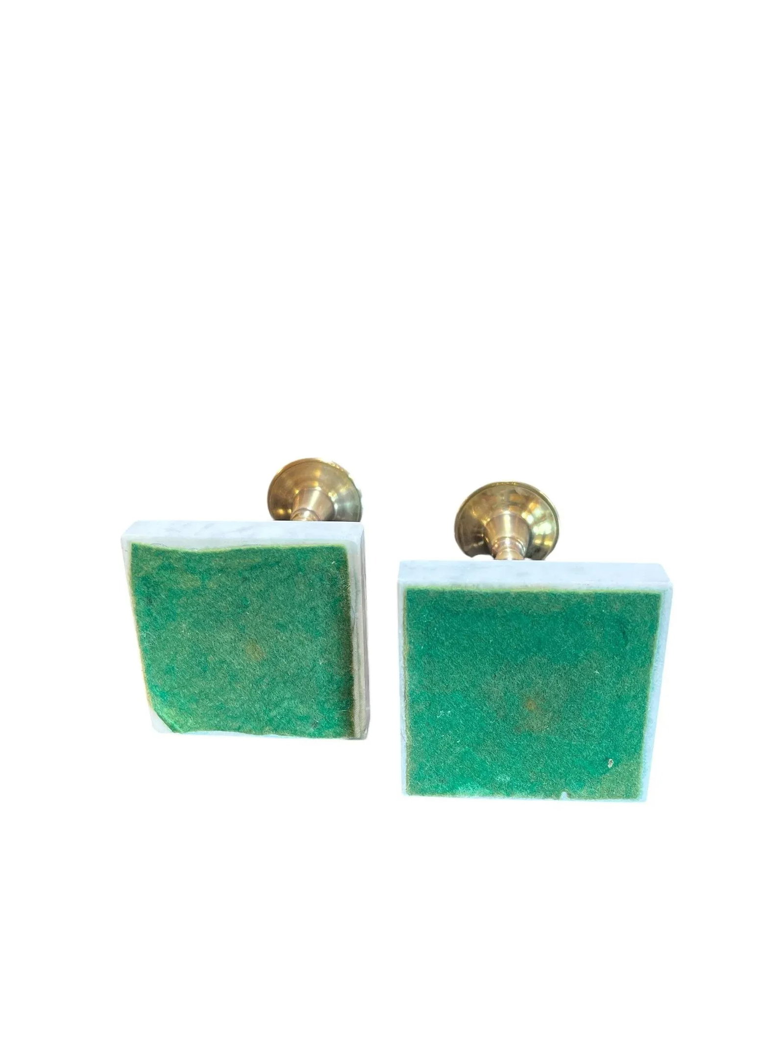 Mid Century Brass and Marble Torchiere Candleholders - A Pair - 8