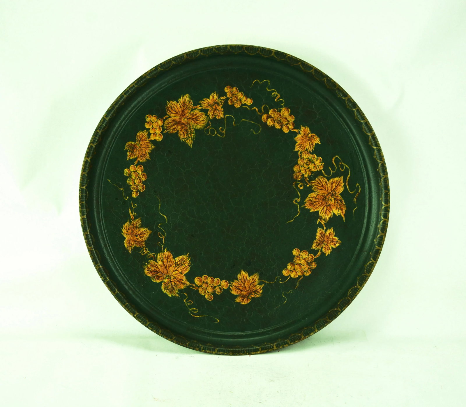 Vintage Black Hand Painted Floral Decorative Tray - 5