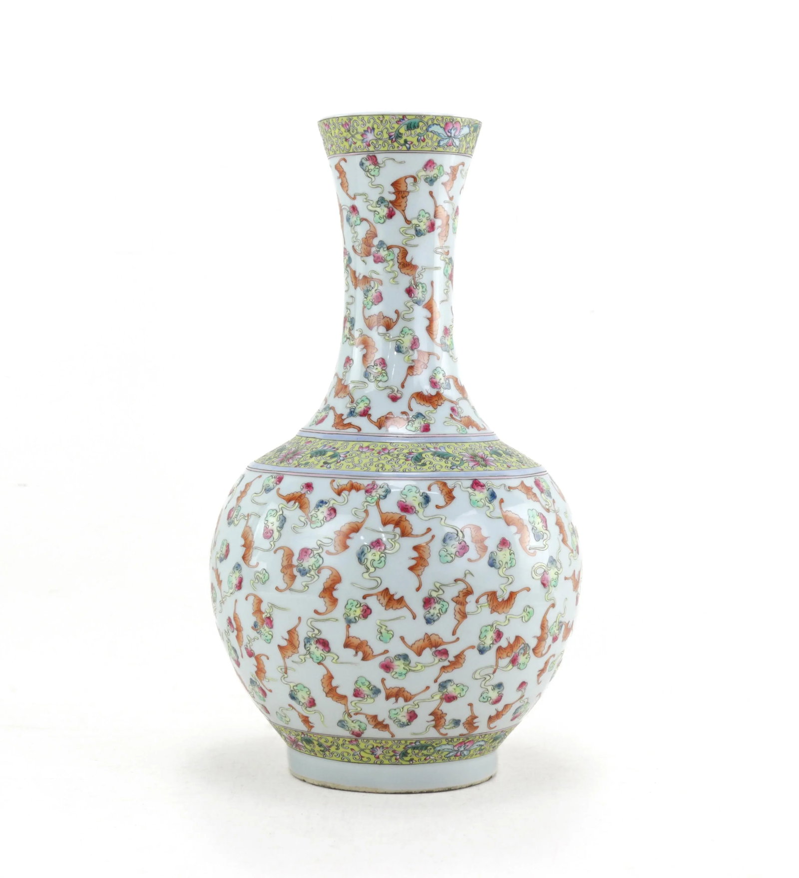 A Pair of Mid-20th-Century Chinese Famille Rose Long-Necked Vases - 10