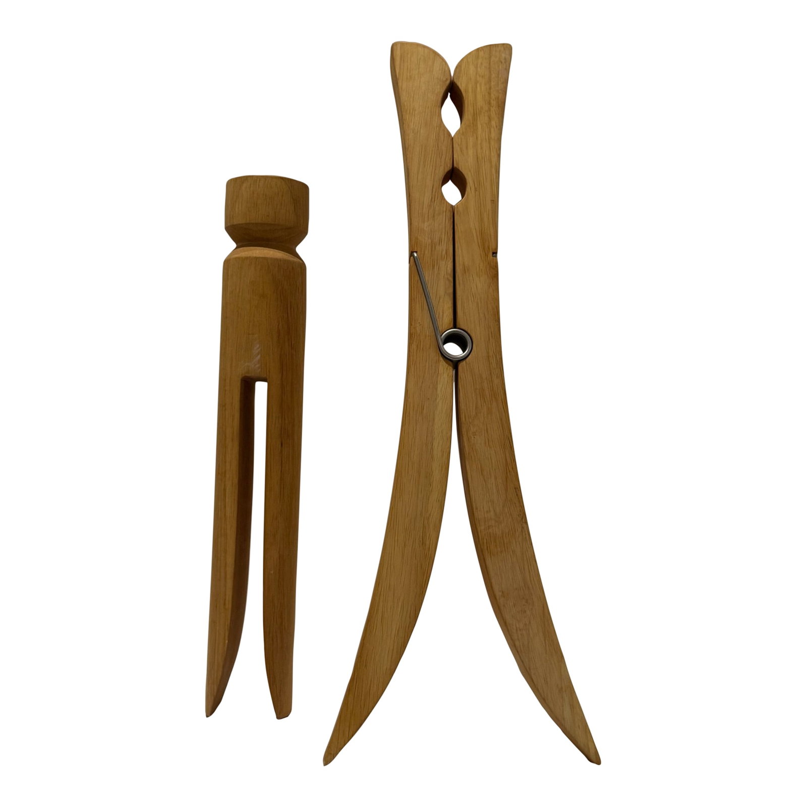 Pair of Mid 20th Century Oversized Blonde Wood Clothespins: Pair of Oversized Blonde Wood Clothespins – Fun & Whimsical Decor Add a playful touch of whimsy to your space with this pair of oversized blonde wood clothespins. Expertly crafted from solid