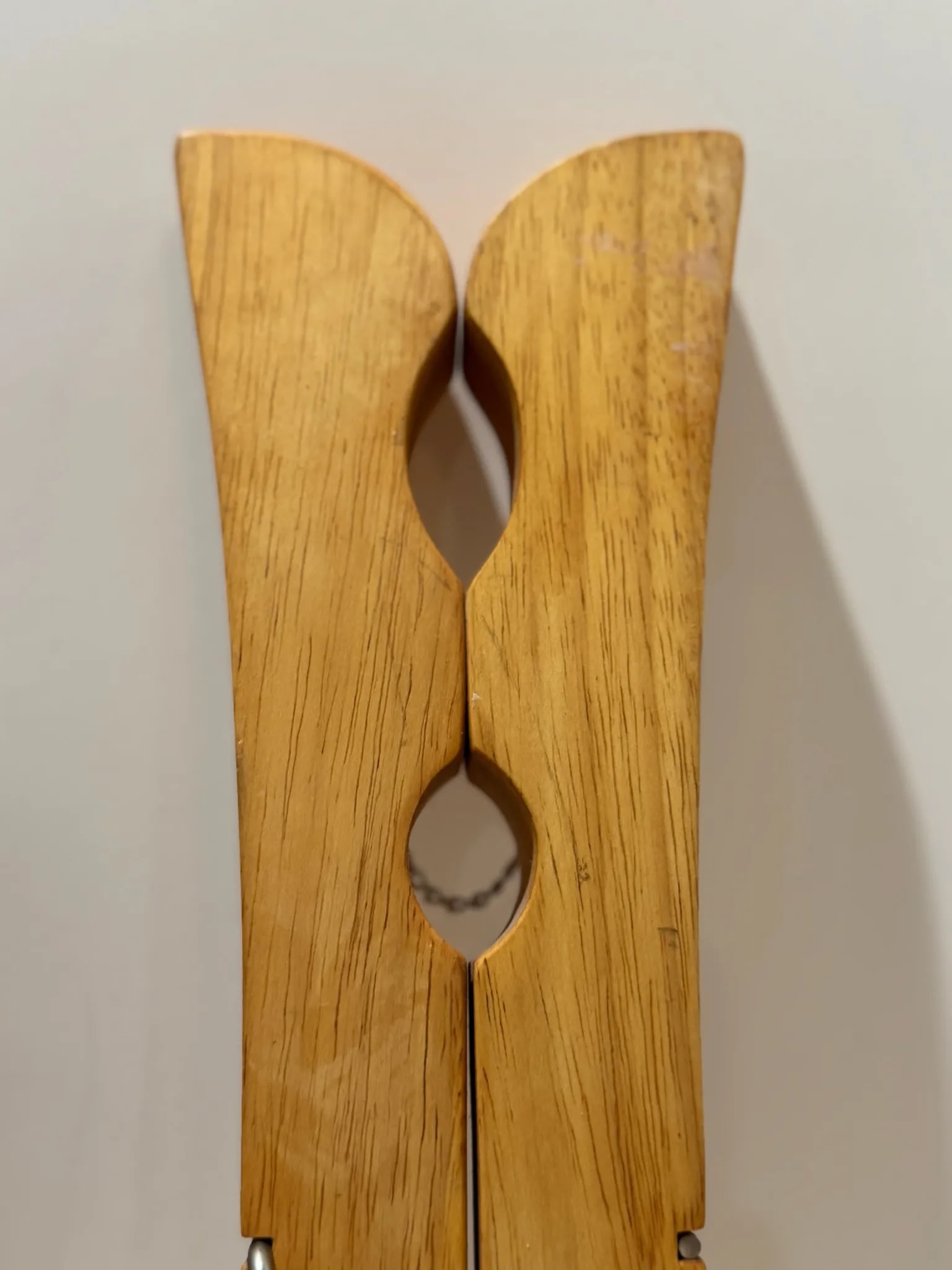 Pair of Mid 20th Century Oversized Blonde Wood Clothespins - 3