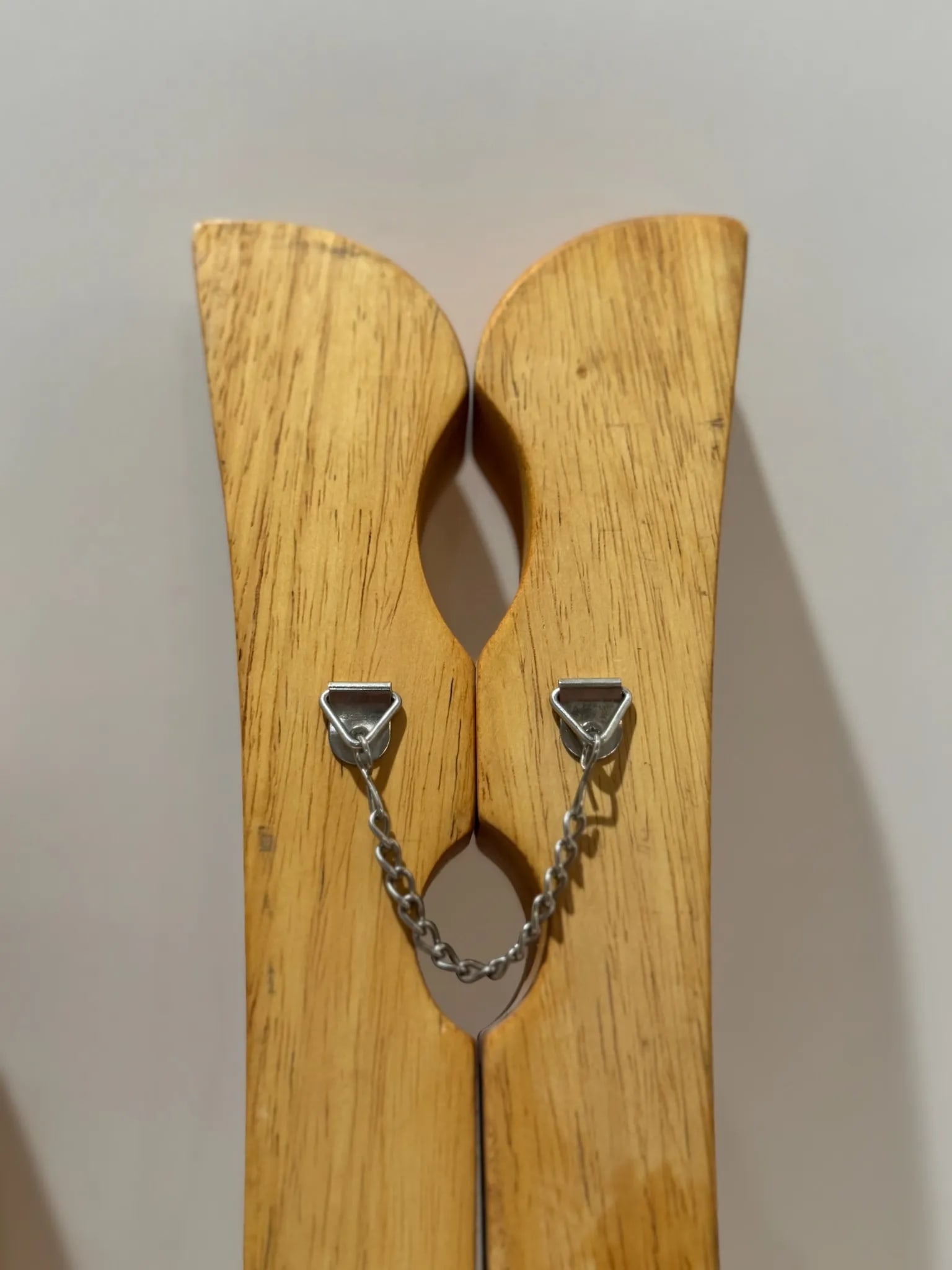 Pair of Mid 20th Century Oversized Blonde Wood Clothespins - 8