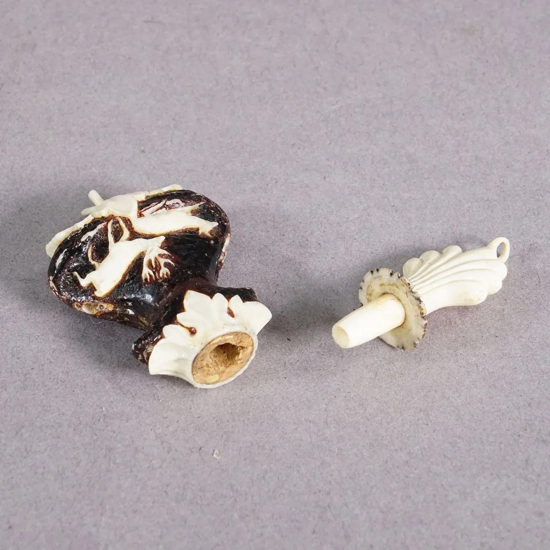 Antique Horn Snuff Box With Hunting Scene Early 19th Century - 2