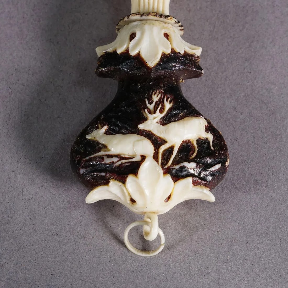 Antique Horn Snuff Box With Hunting Scene Early 19th Century - 5