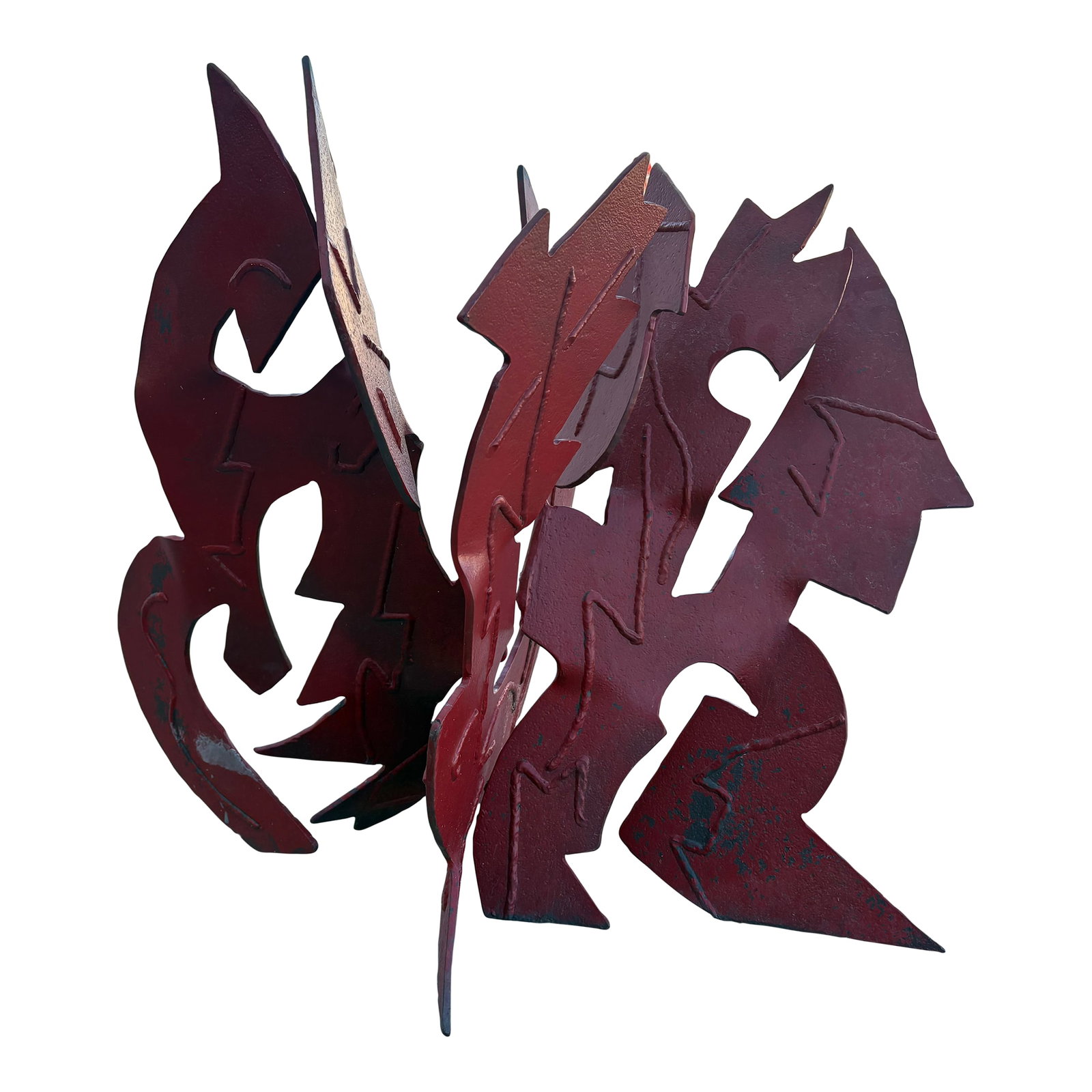 Abstract Steel Sculpture: Abstract Steel Sculpture. Offered is a stunning Organic Modern abstract patinated steel sculpture. This beautiful sculpture after the work of David Hayes can be used indoors out as an outdoor