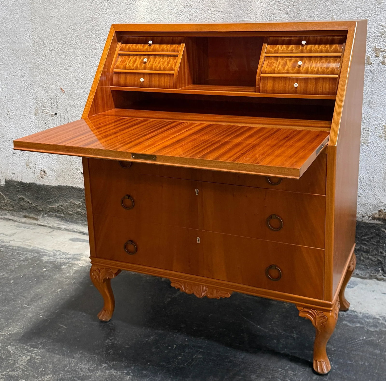 Vintage Swedish Drop-Leaf Secretaire Writing Desk C. 1950 - 10