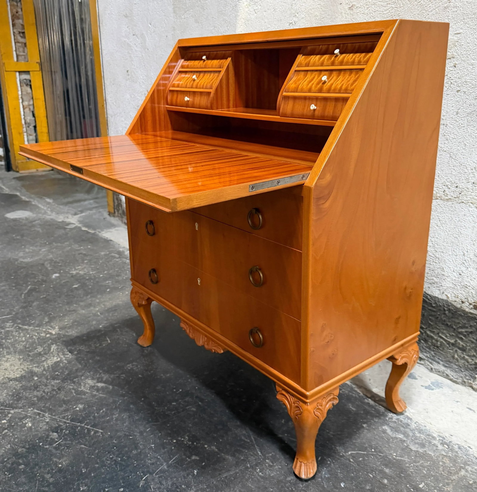 Vintage Swedish Drop-Leaf Secretaire Writing Desk C. 1950 - 2