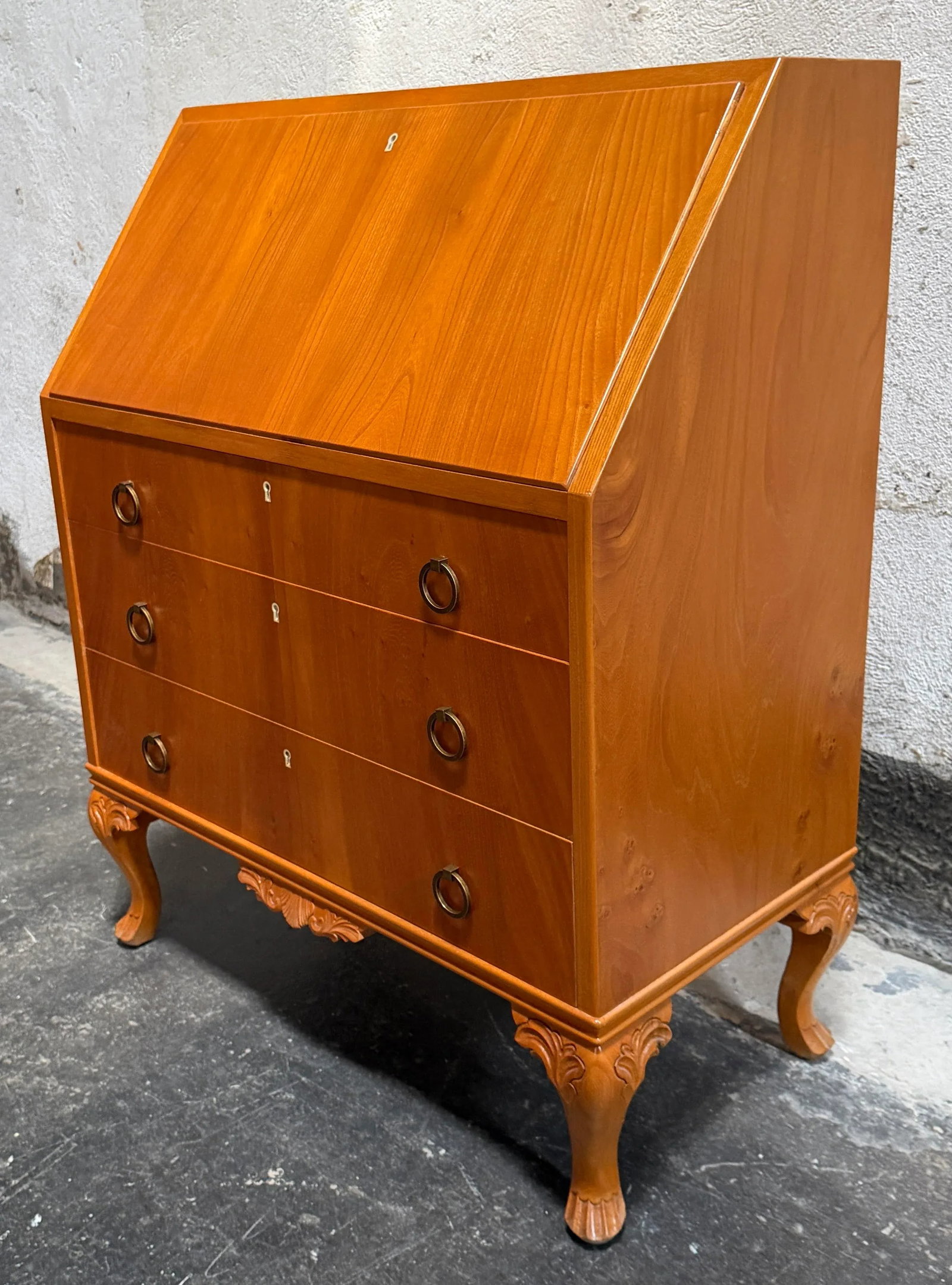 Vintage Swedish Drop-Leaf Secretaire Writing Desk C. 1950 - 3