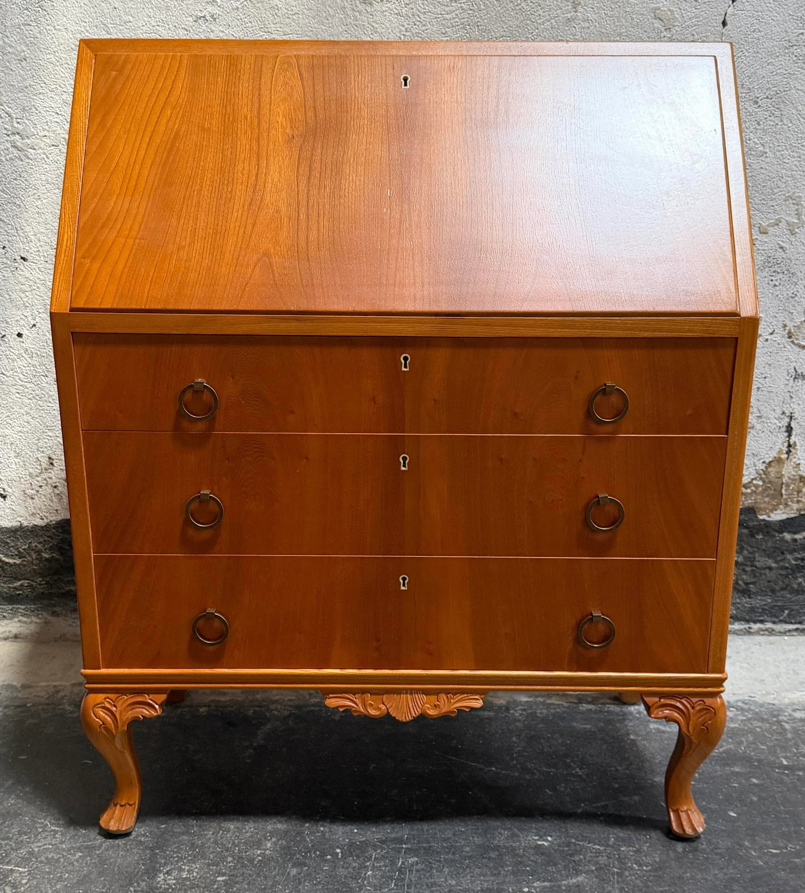 Vintage Swedish Drop-Leaf Secretaire Writing Desk C. 1950 - 5
