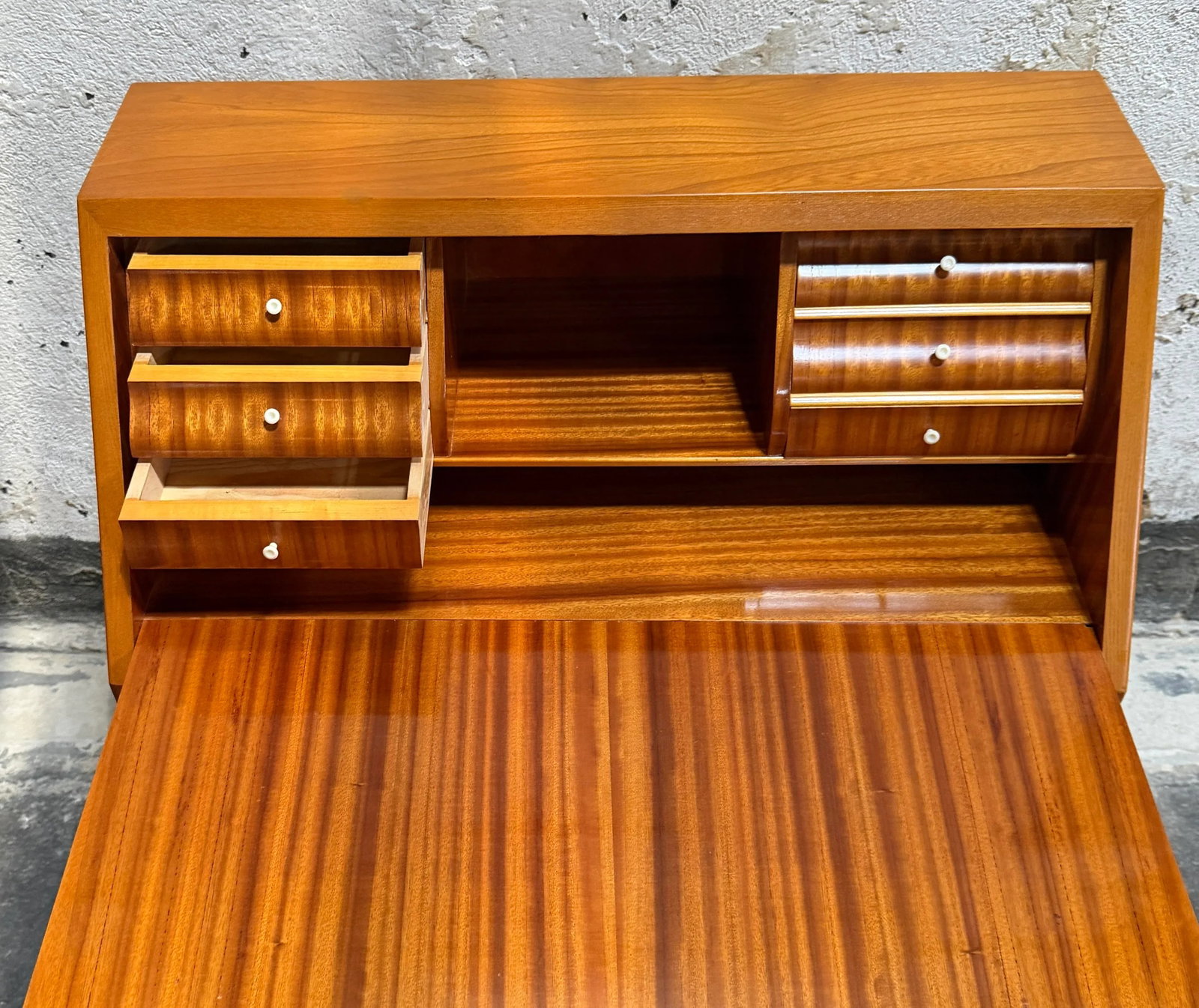 Vintage Swedish Drop-Leaf Secretaire Writing Desk C. 1950 - 6