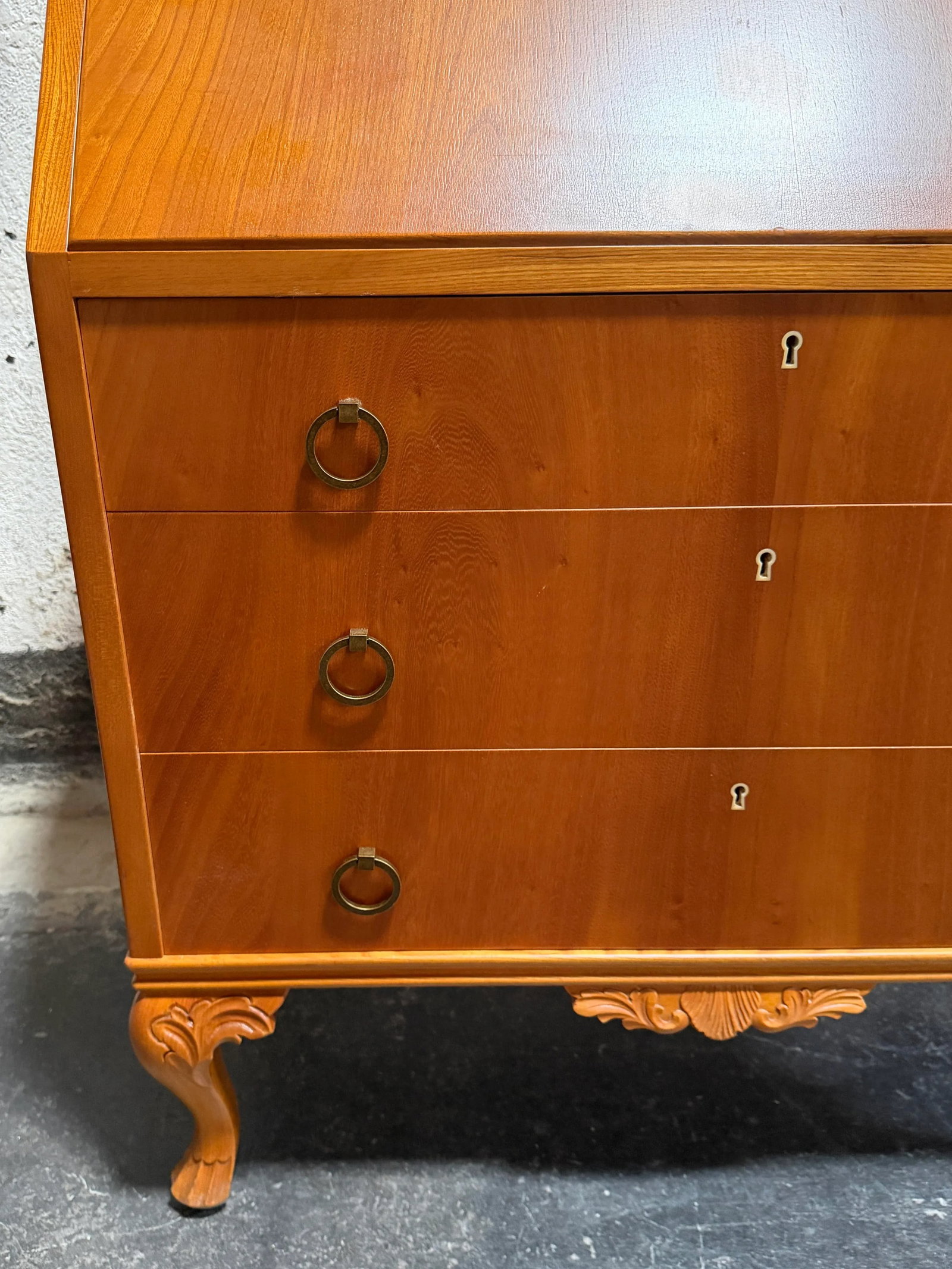 Vintage Swedish Drop-Leaf Secretaire Writing Desk C. 1950 - 8