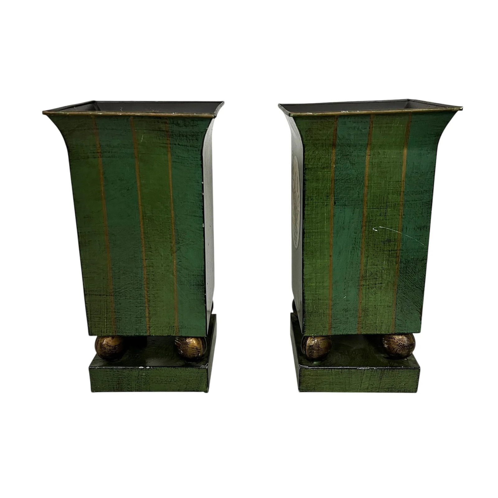 Vintage Metal Tole Vases - A Pair - 6