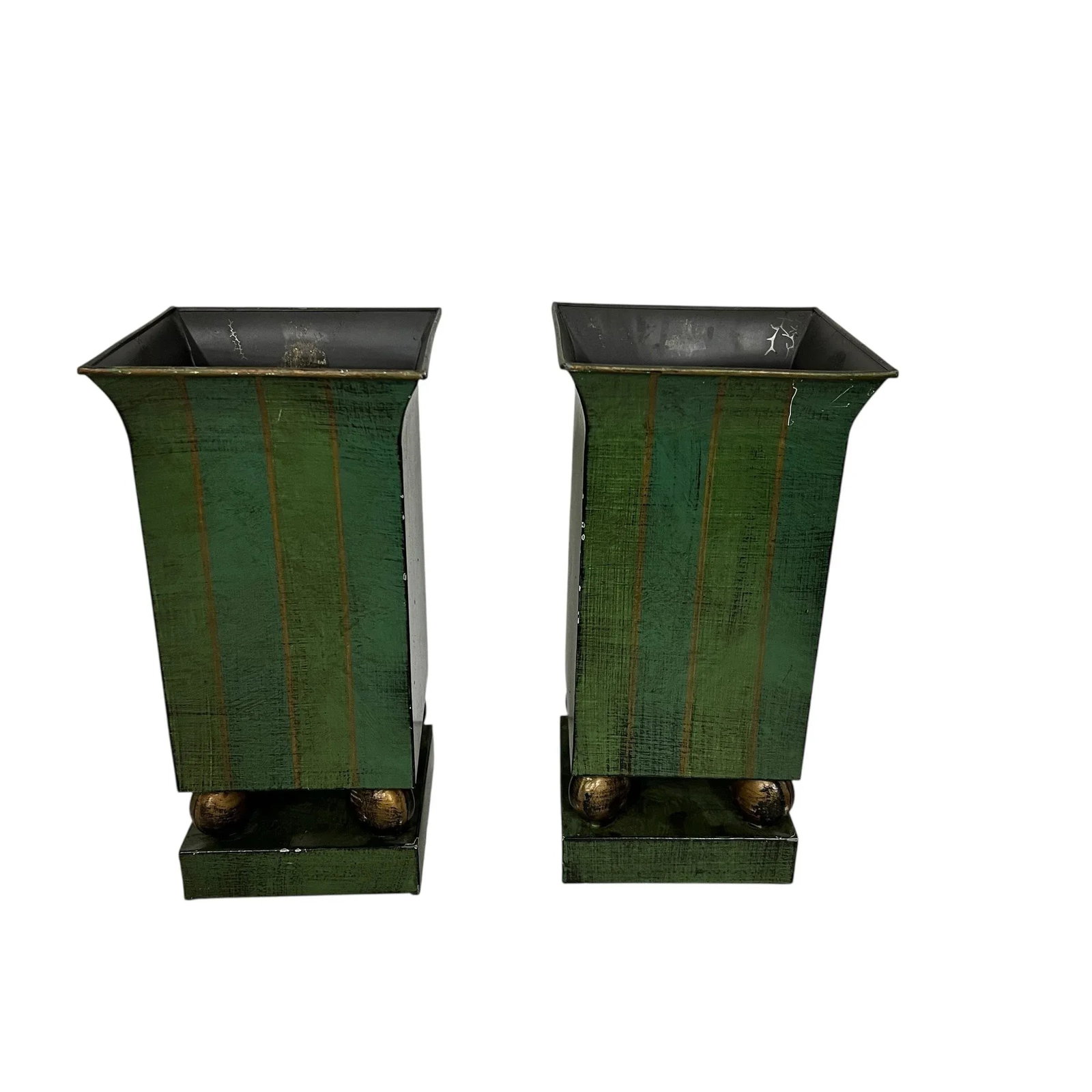Vintage Metal Tole Vases - A Pair - 8