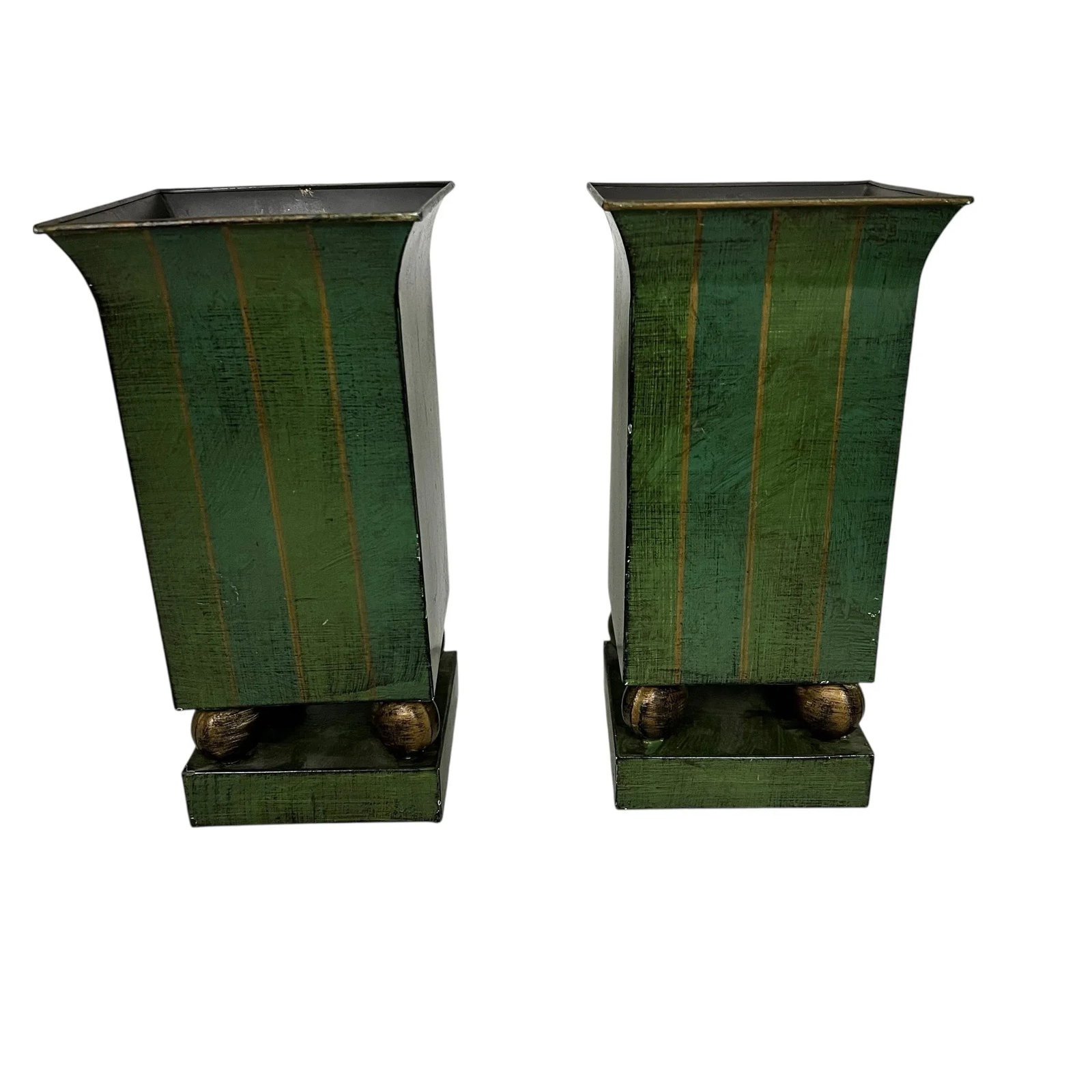 Vintage Metal Tole Vases - A Pair - 9