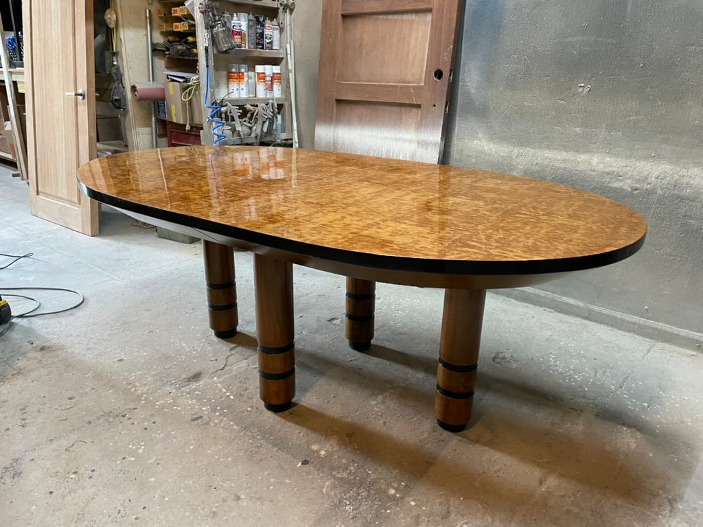 Exceptional Exotic Burl Wood Race Track Oval Dining or Conference Table - 11
