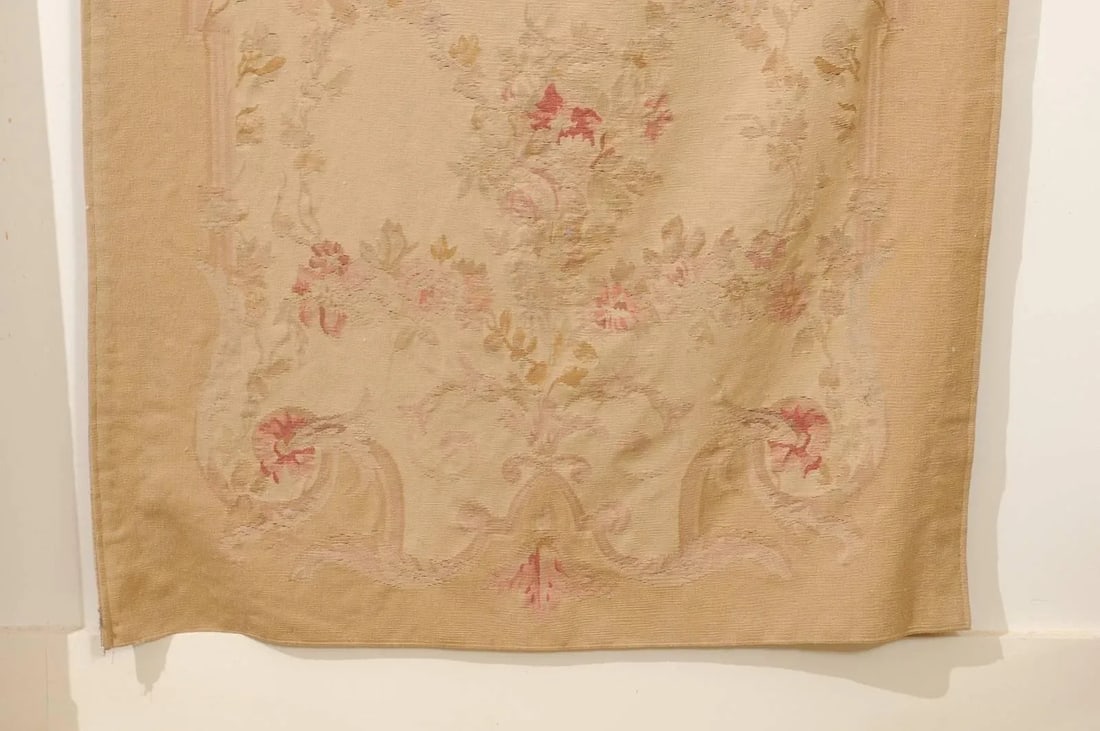 French 19th Century Vertical Hand-Woven Tapestry with Floral Décor and Volutes - 6