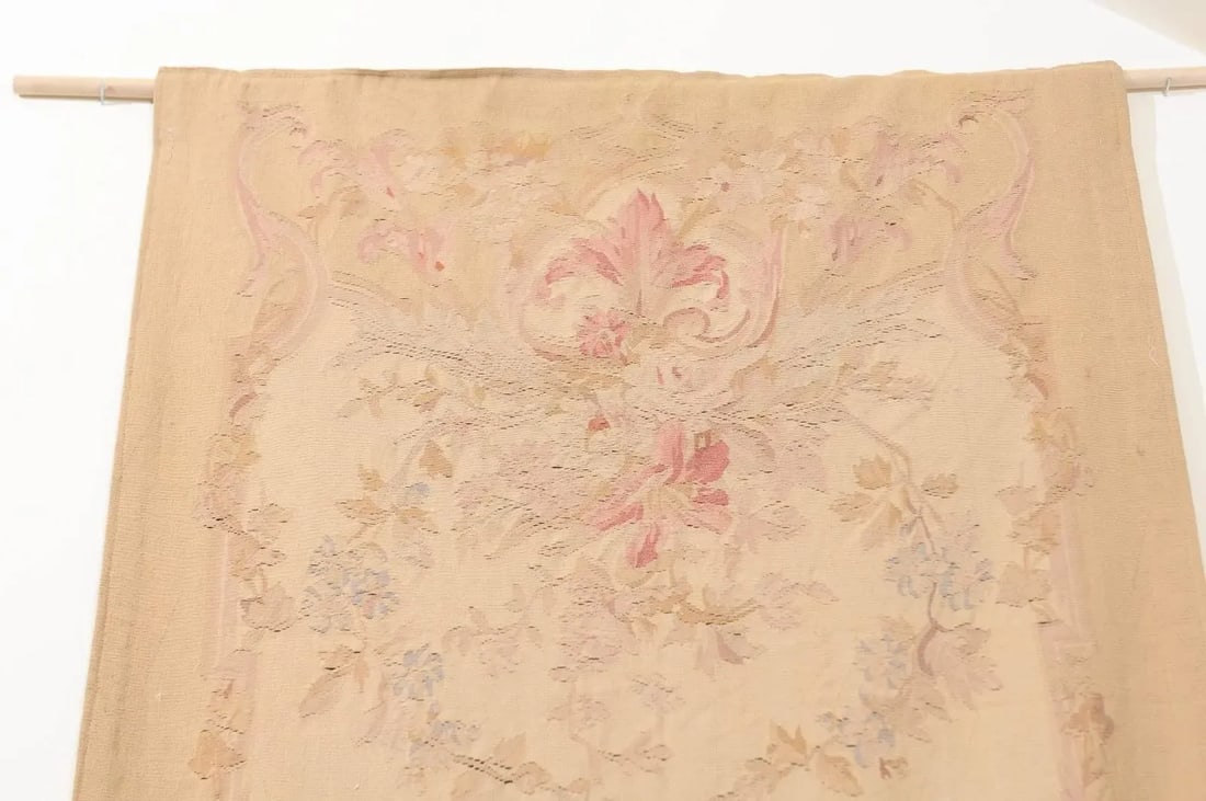 French 19th Century Vertical Hand-Woven Tapestry with Floral Décor and Volutes - 8