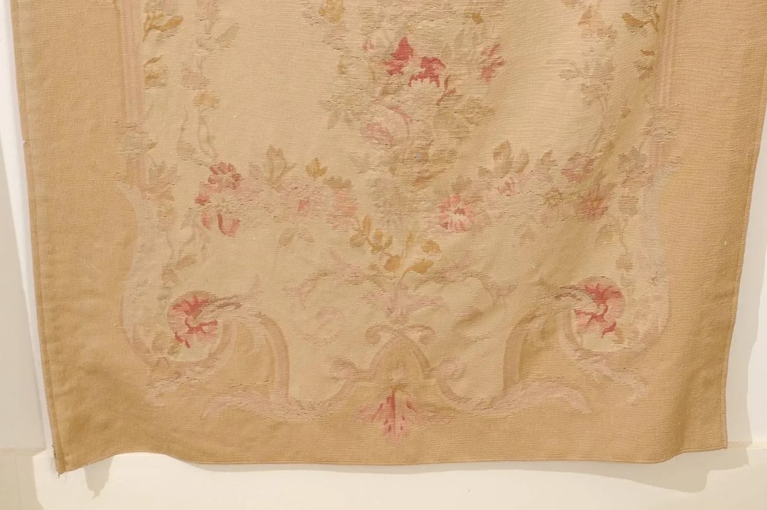 French 19th Century Vertical Hand-Woven Tapestry with Floral Décor and Volutes - 9