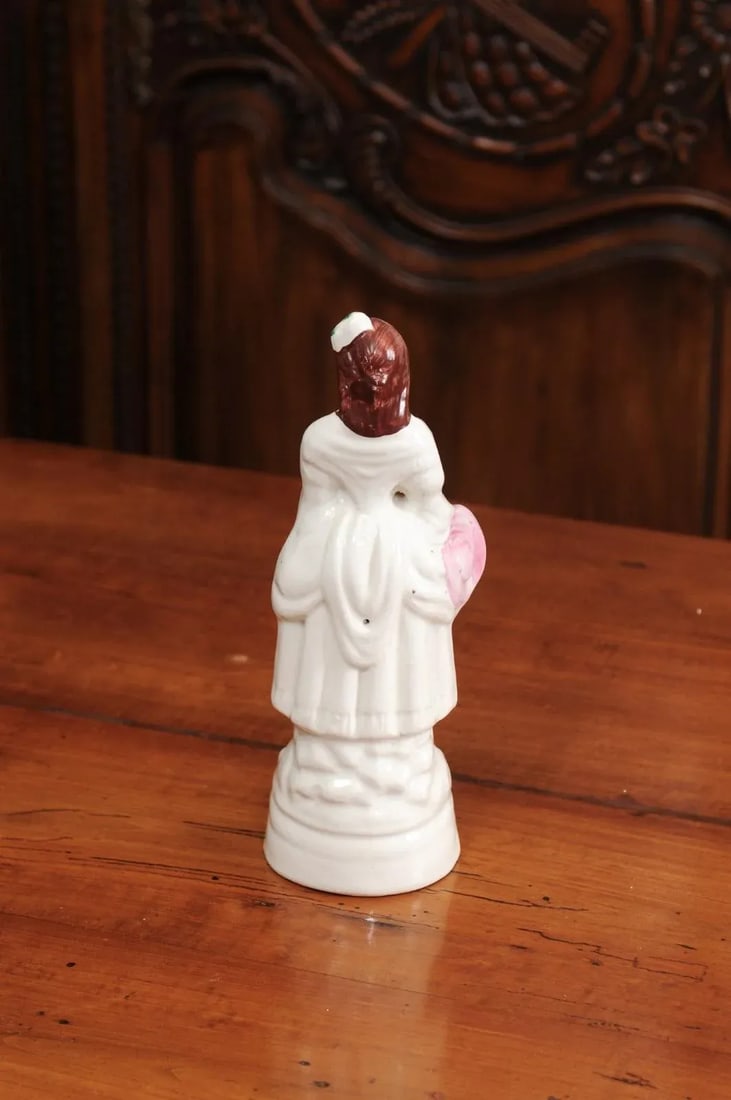 Mid 20th Century Small English Porcelain Decorative Figurine Depicting Lady with Floral Basket - 8