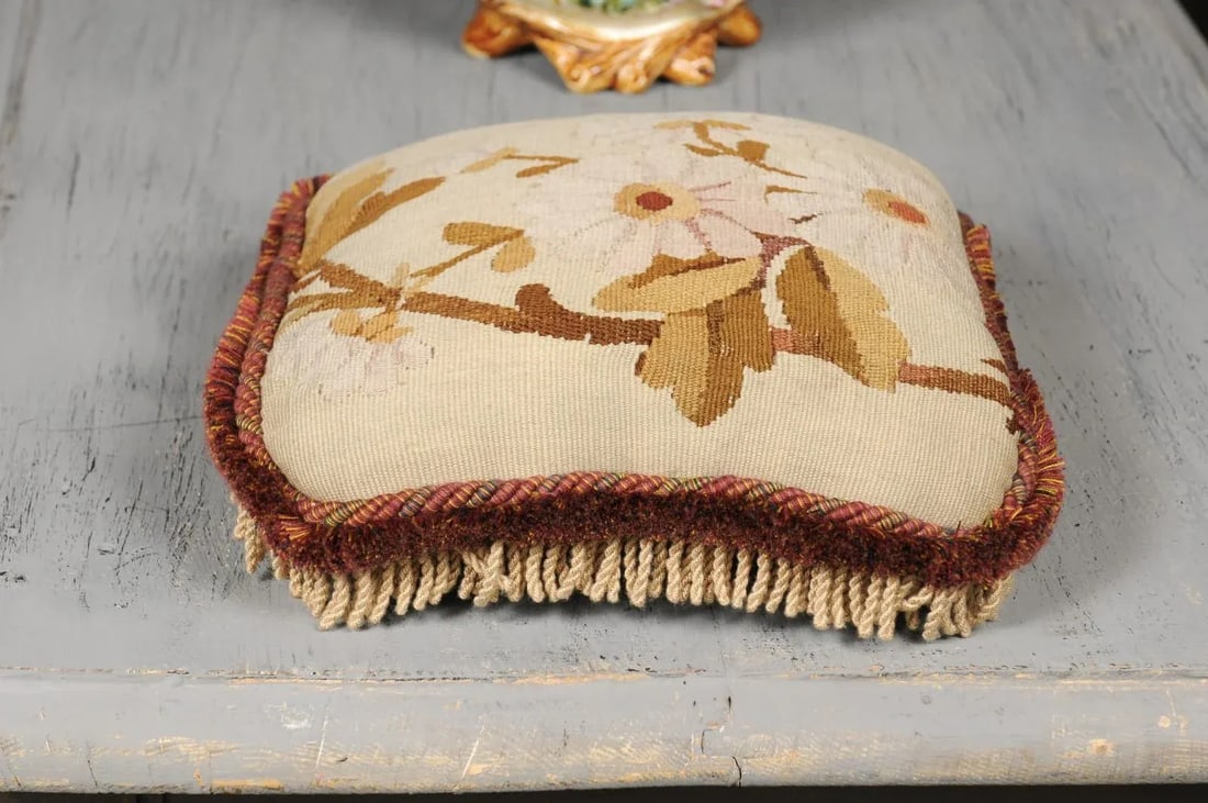 French 19th Century Floral Aubusson Tapestry Pillow - 10
