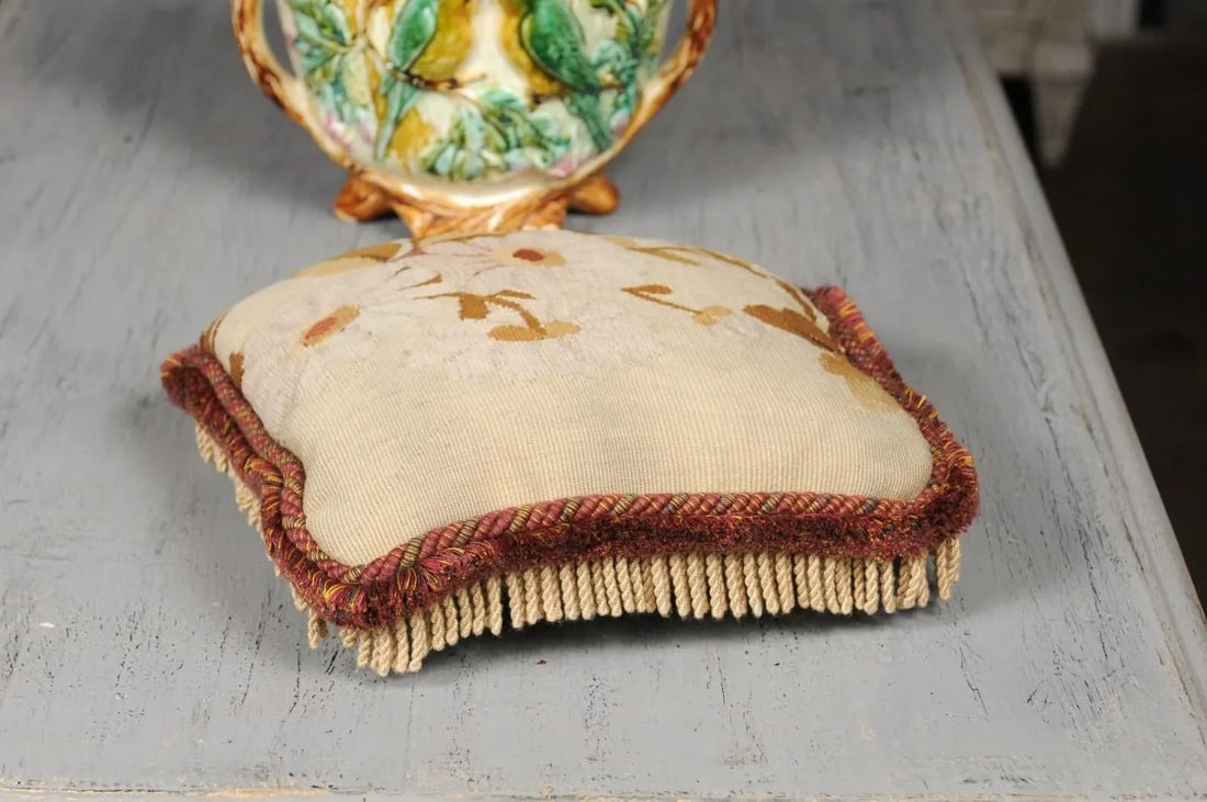 French 19th Century Floral Aubusson Tapestry Pillow - 11