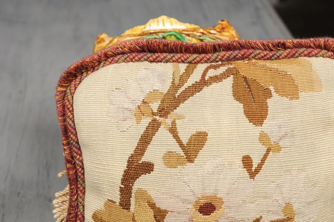 French 19th Century Floral Aubusson Tapestry Pillow - 9