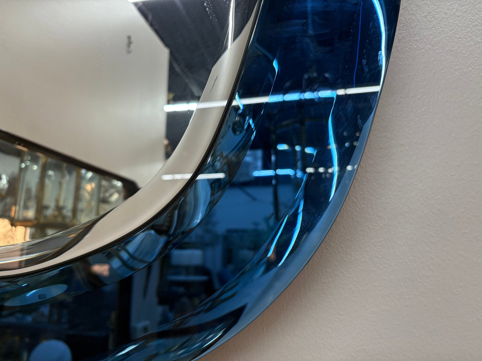 Italian Modern Fontana Arte Inspired Blue Beveled Mirror - 10