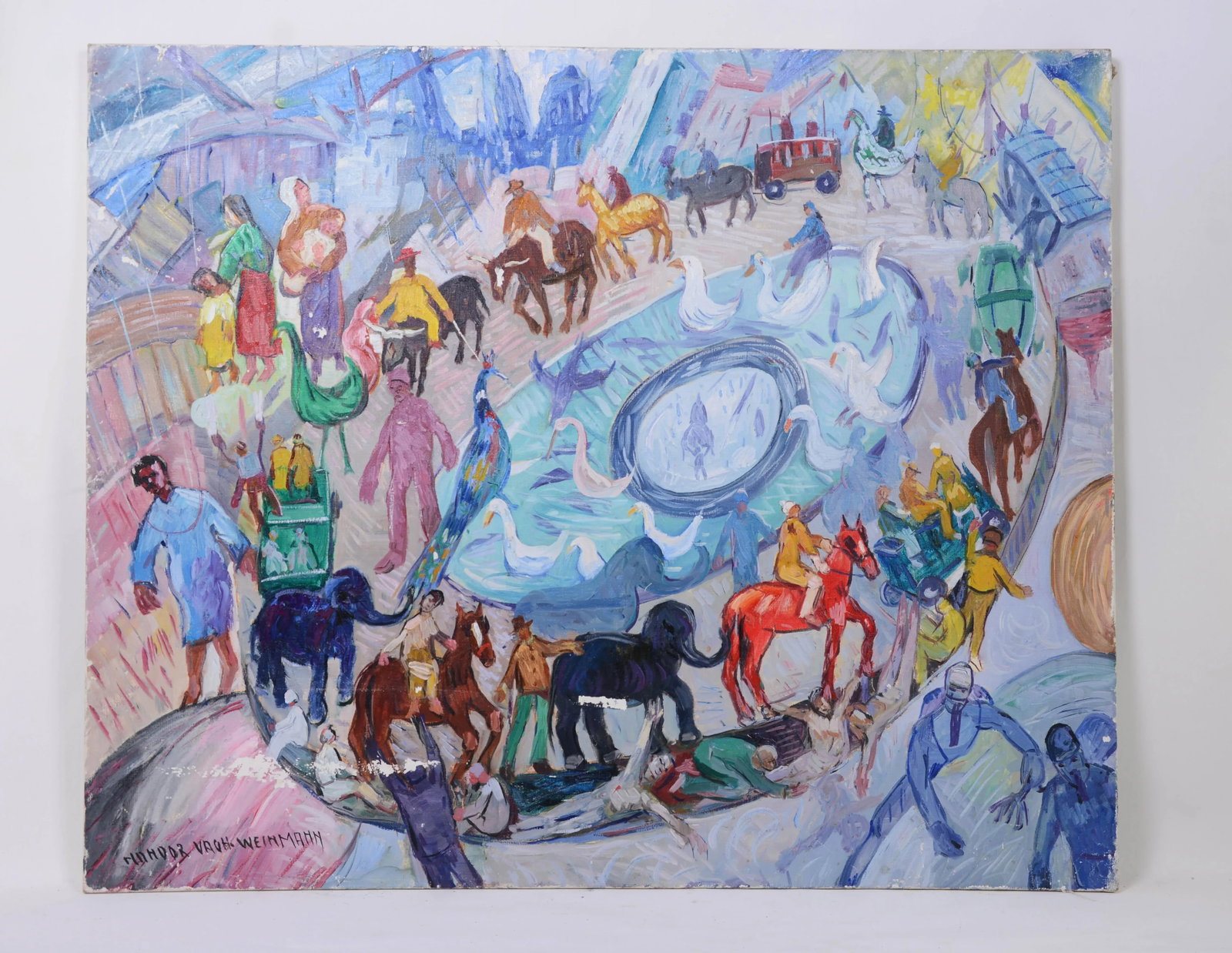Maurice Vagh-Weinmann (France/Hungarian, 1897-1978) Surrealism Oil on Canvas. Amusement Park - 2
