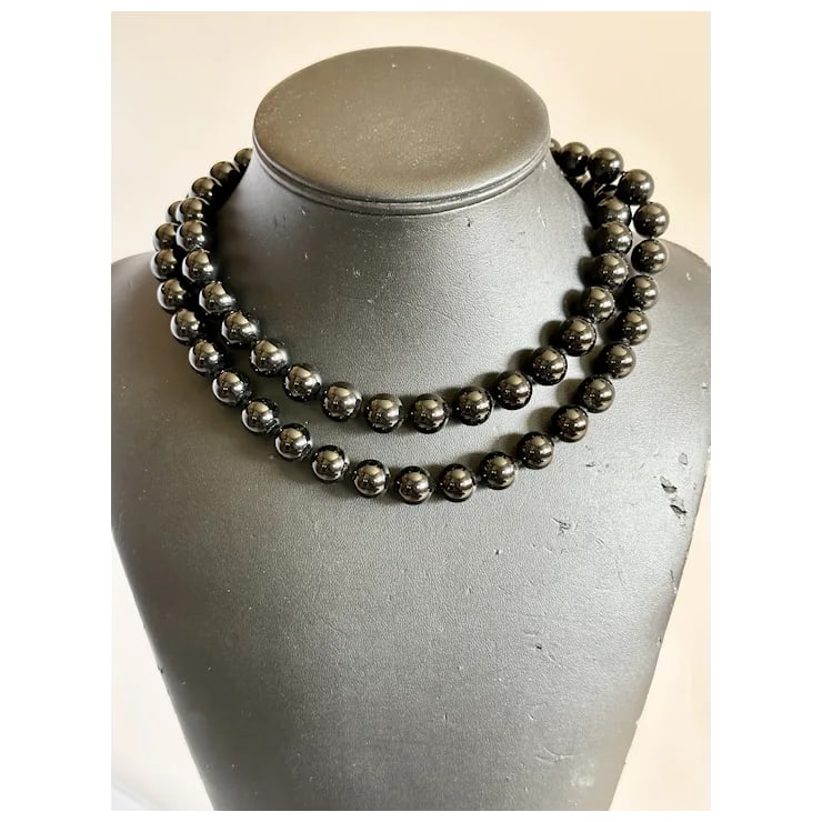 Mid 20th Century Long Onyx Necklace - 2