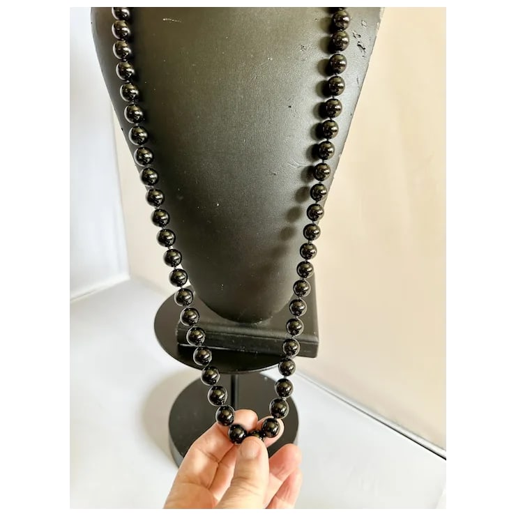 Mid 20th Century Long Onyx Necklace - 4
