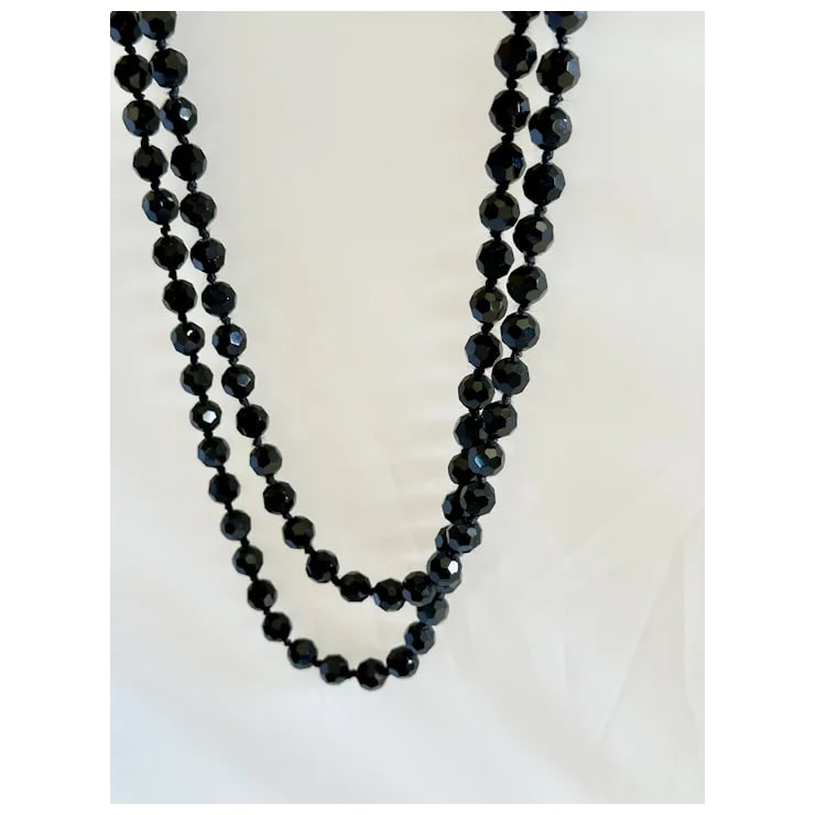 1920s 72" French Jet Bead Flapper Necklace - 4