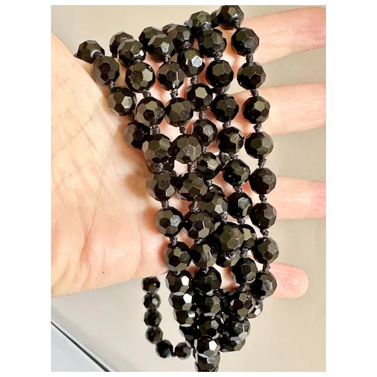 1920s 72" French Jet Bead Flapper Necklace - 7