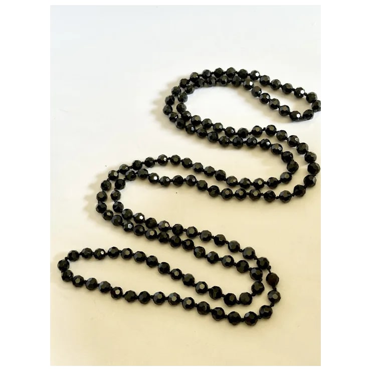1920s 72" French Jet Bead Flapper Necklace - 8