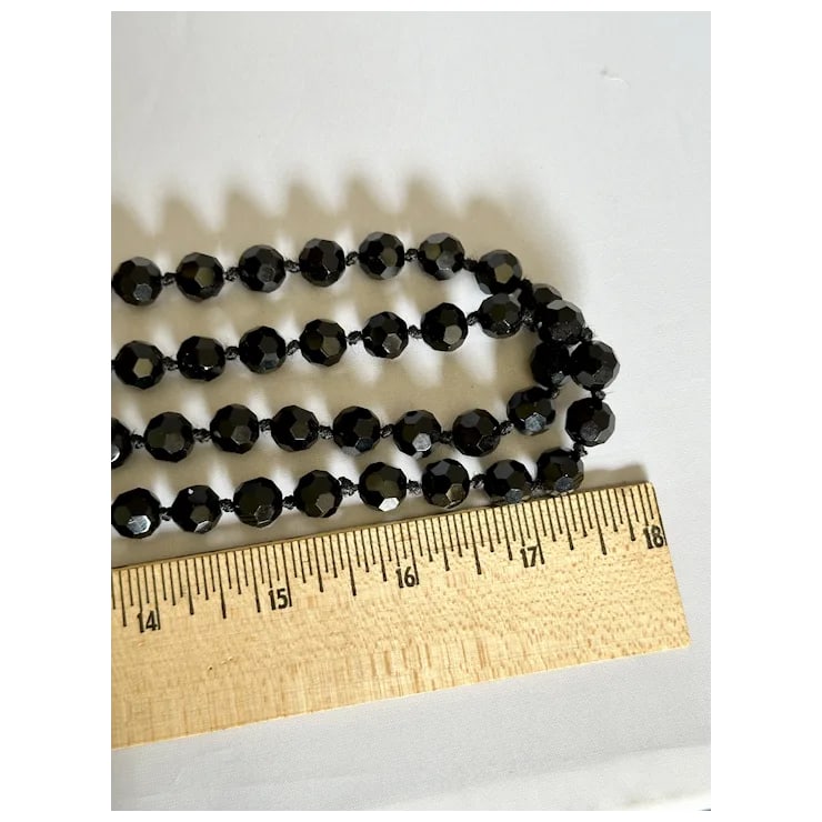 1920s 72" French Jet Bead Flapper Necklace - 9
