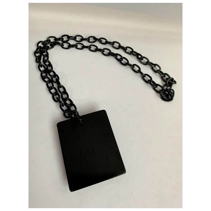 1940s Black Celluloid Cameo Necklace - 5