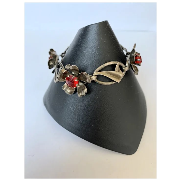 Mid 20th Century Sterling Floral Link Bracelet - 2