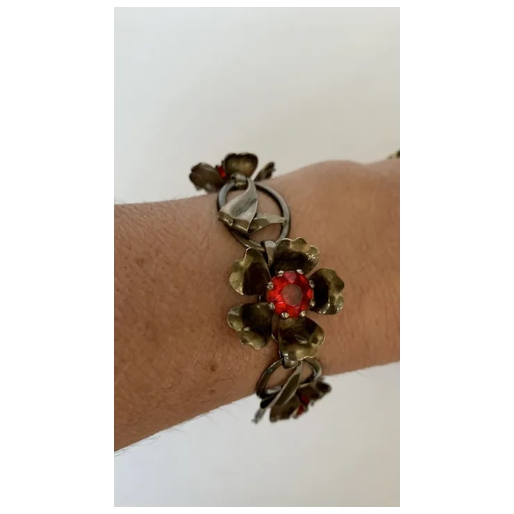 Mid 20th Century Sterling Floral Link Bracelet - 3